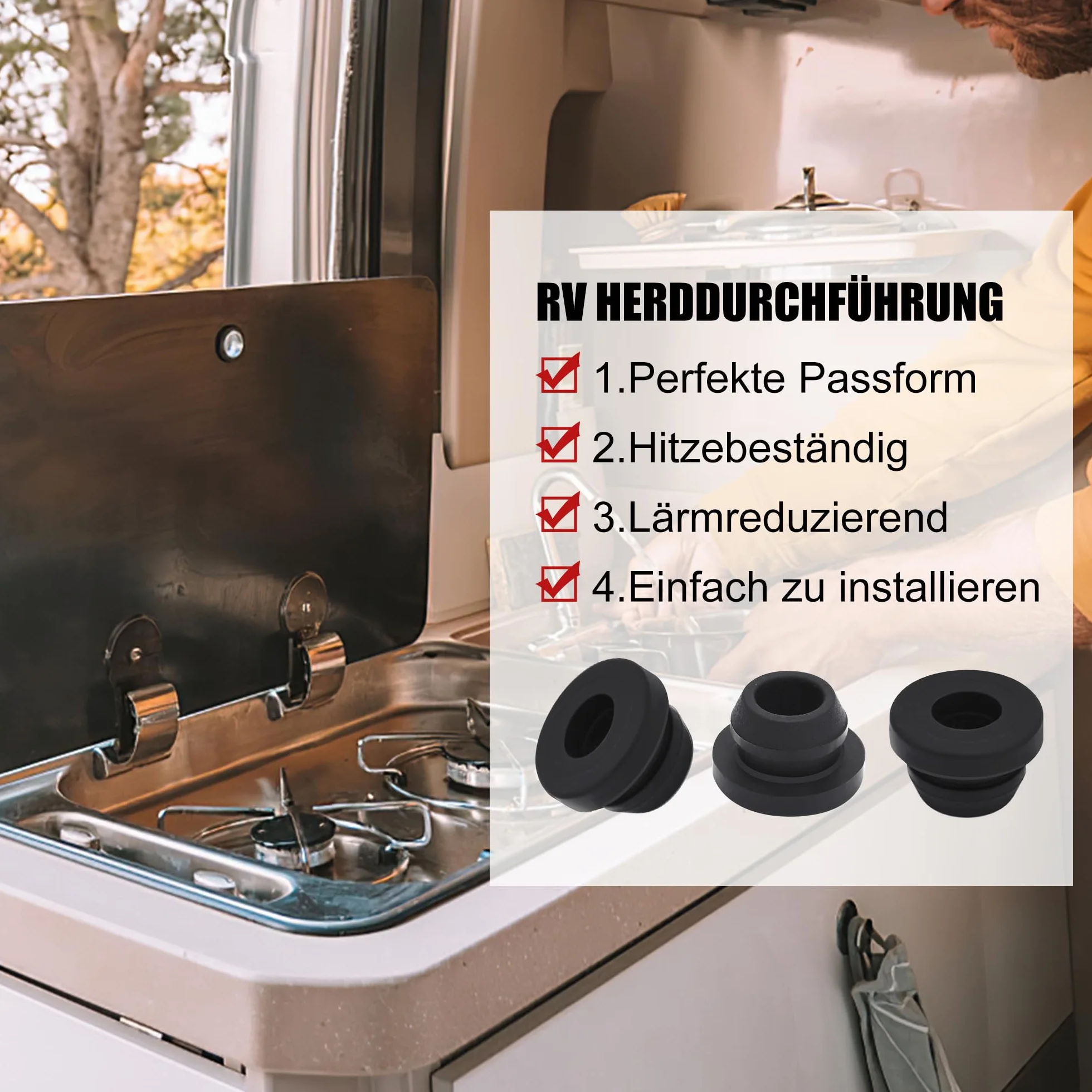 12 sztuk gumowych przewodów, gumowych nóżek, gumowych nóżek rdzowych, gumowych przewodów ochronnych do kuchenek samochodowych Kompatybilne z 5 mm prętami firm Dometic, Smev i Thetford