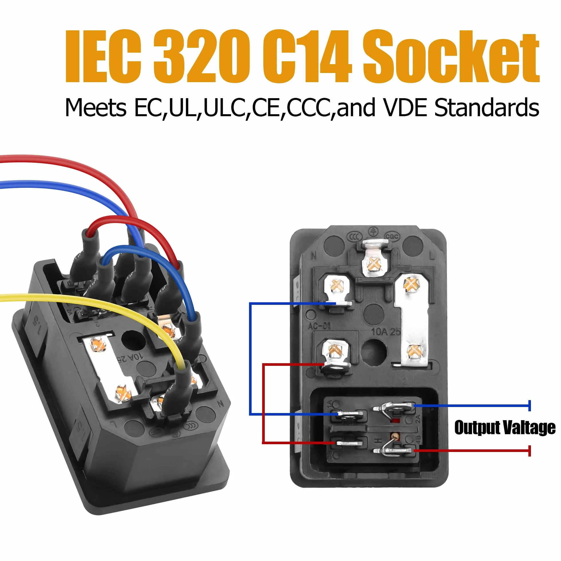 YAODHAOD 4 szt. przełącznika dźwigienkowego 10 A 250 V i IEC C14 moduł gniazda zasilania wtyczka bezpiecznik 10 A ze wskaźnikiem światła do urządzeń gospodarstwa domowego 12 V, 230 V lub urządzeń DIY