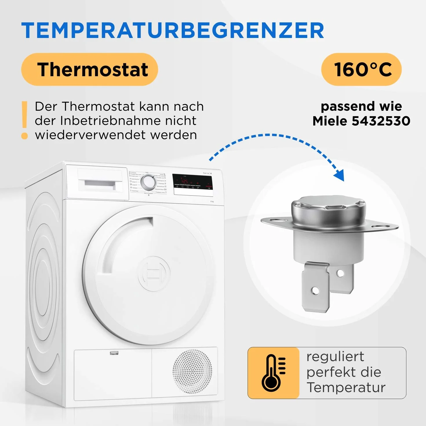 VIOKS Klixon termostat ogranicznik temperatury, zamiennik do 5432530 5432531, termostat bezpieczeństwa 160°C do suszarek bębnowych