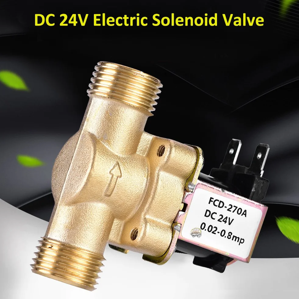 Zawór elektromagnetyczny 24 V DC 1/2 "Elektrozawór wody, normalny Zamknięty elektryczny zawór elektromagnetyczny wykonany z mosiądzu do sterowania wodą