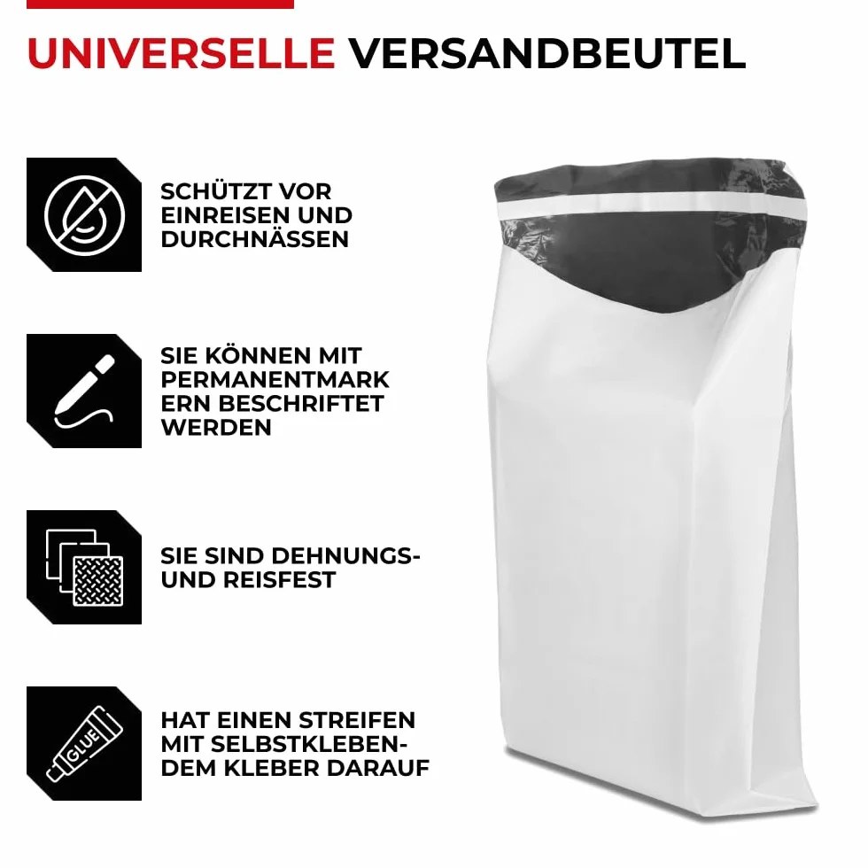 Emerson 50 sztuk plastikowych torebek wysyłkowych 26 x 35 cm | torba wysyłkowa z zamknięciem samoprzylepnym | białe nieprzezroczyste | torebki wysyłkowe na ubrania, artykuły | worki plastikowe | różne