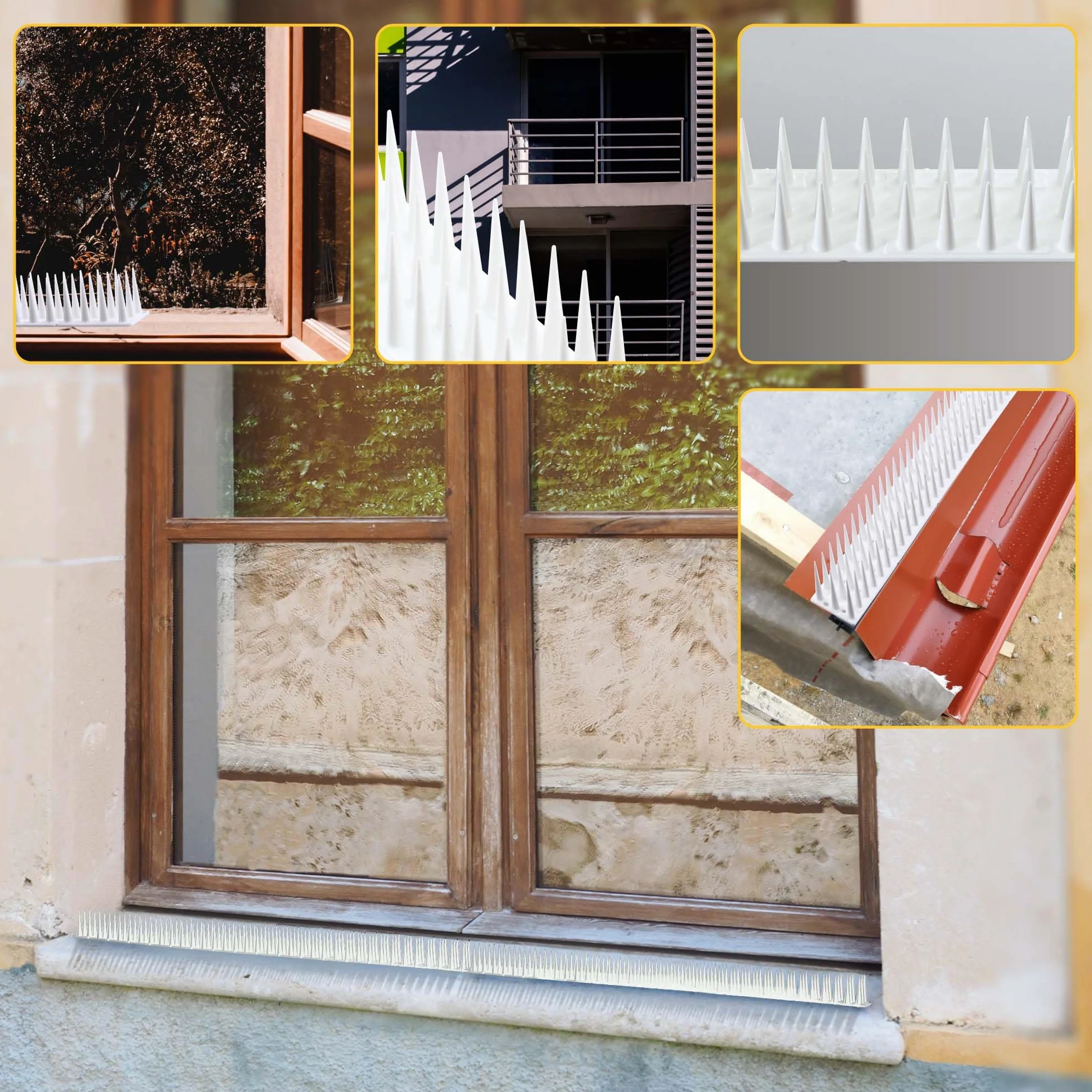 KADAX Obrona ptaków wykonana z plastiku, 51 x 4 x 3,5 cm, obrona zwierząt, 3-rzędowe, kolce dla kota, Marten, Deaf, Głuchy, parapet, dach, obrona gołębia, ochrona ptaków, solidna (12, biała)