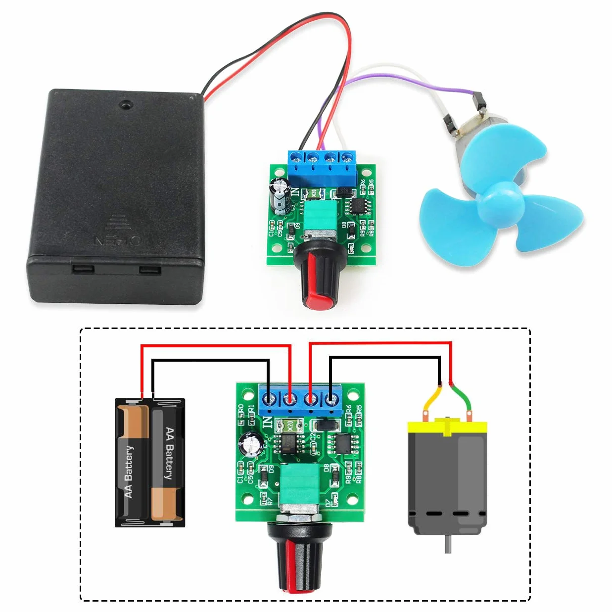 2 sztuki PWM regulator prędkości obrotowej DC 1,8 V 3 V 5 V 6 V 12 V 2 A 1803BK regulowany regulator prędkości, moduł sterowania niskiego napięcia, kontroler z przyciskiem