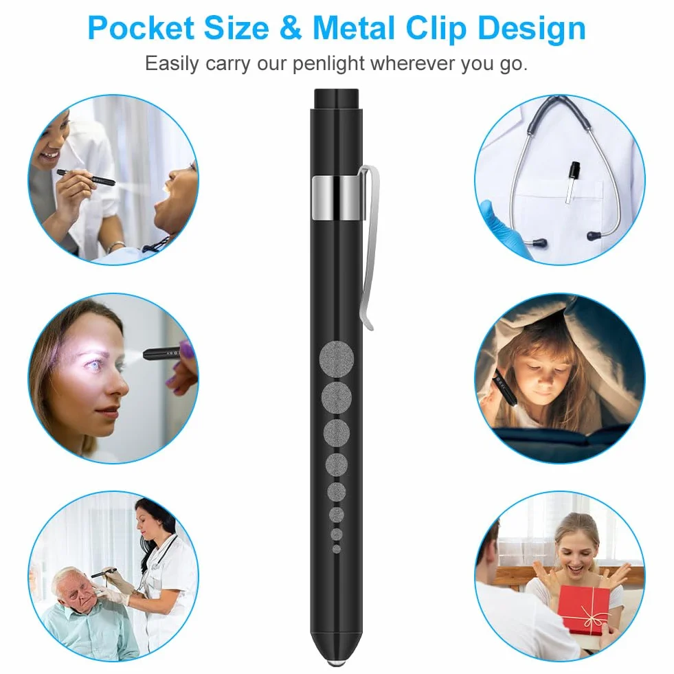 Światło źrenicy, flintronic lampka diagnostyczna światło źrenicy medyczna latarka typu penlight, wielokrotnego użytku diagnostyczna lampa LED w kształcie długopisu, latarka świetlny długopis z klipsem
