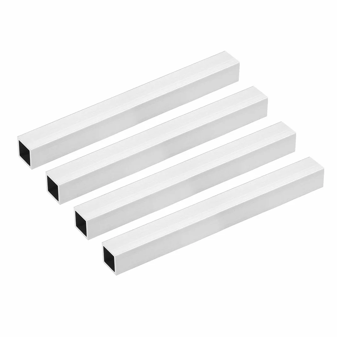 sourcing map 4 szt. 6063 aluminium bezszwowe rura prosta rura czworokątna 20 x 20 x 1,5 mm grubość ścian 200 mm