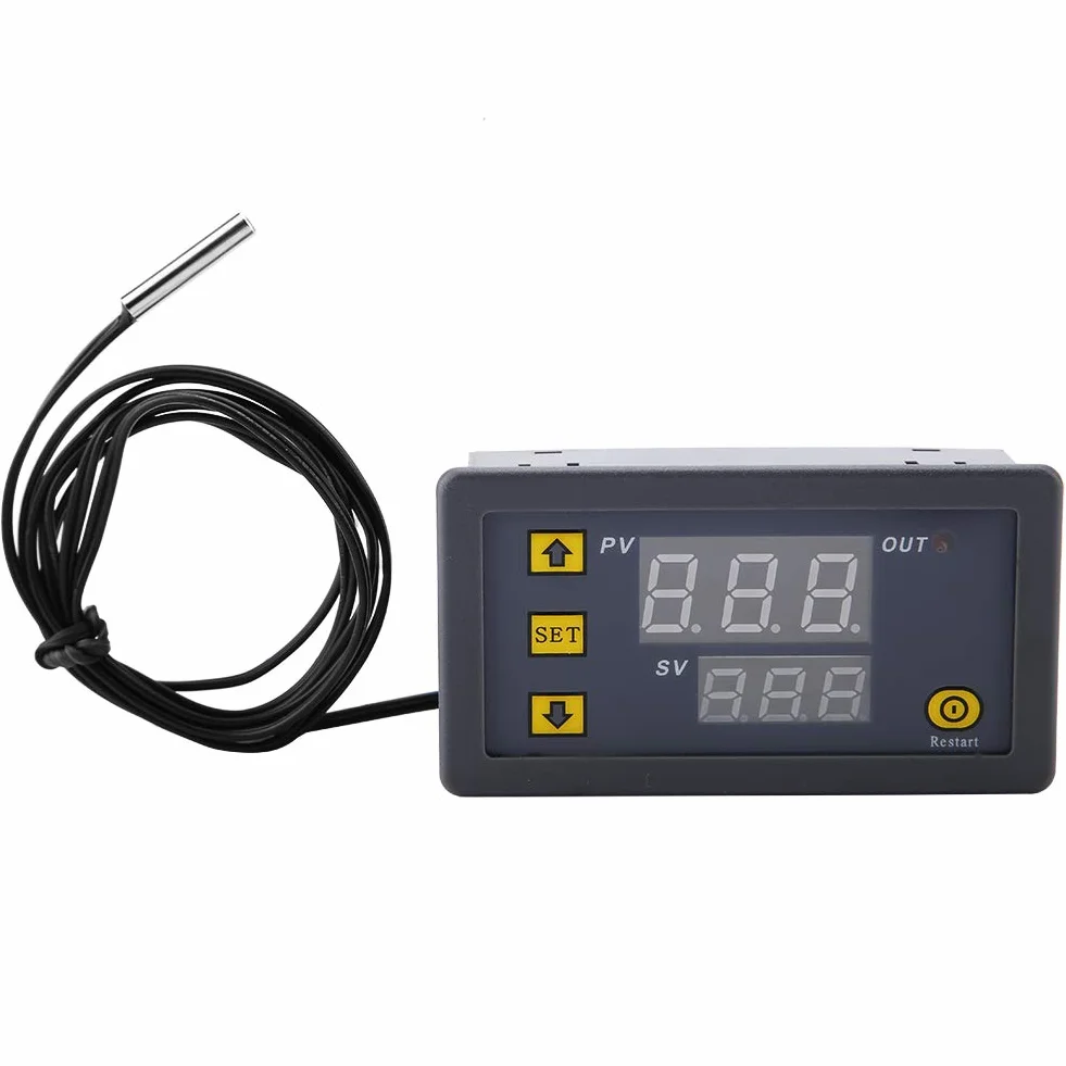 Arceli 12v 20A W3230 LCD Cyfrowy Zegar W3230 Cyfrowy Regulator Temperatury Termostat Miernik 12V 24V 220V Cyfrowy Termostat Termostat Przełącznik Czujnik z Wyświetlaczem(12V red and blue display)