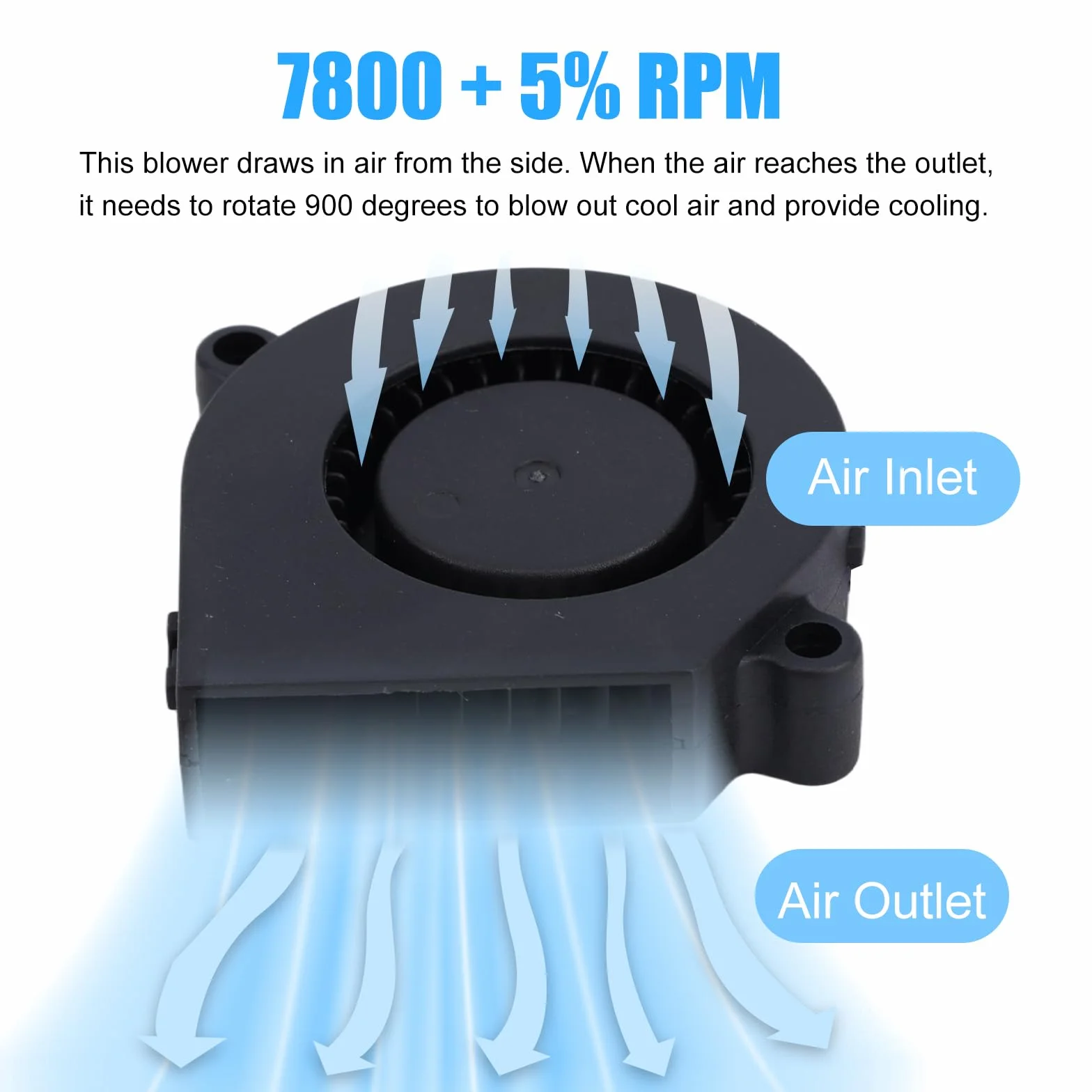 Wentylator Chłodzący Hotend do Drukarki 3D DC24V 5015 do Bambu Lab P1P/P1S, 50x50x15mm Podwójne Łożysko Kulkowe 4,08W 0,22A 7800 ± 10% Obr/Min z Linią Kablową