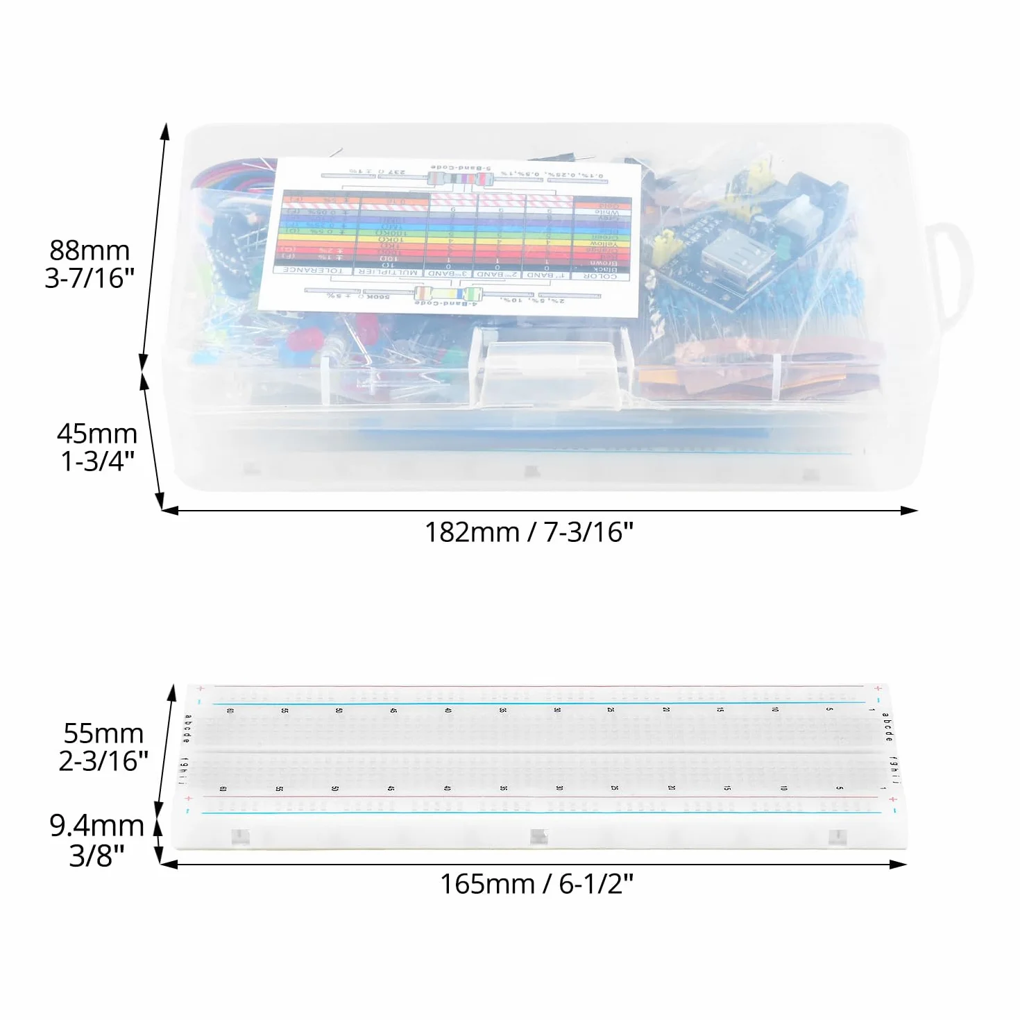 QWORK® Zestaw komponentów elektronicznych z płytą prototypową, modułem zasilania i zworkami, kompatybilny z Arduino, STM32, Raspberry Pi 420 szt