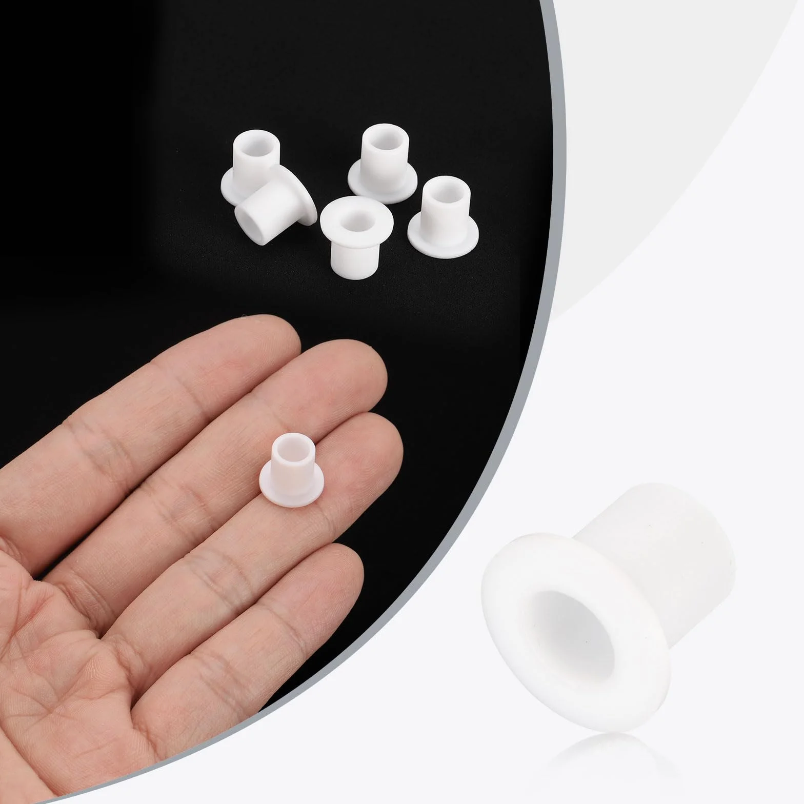 QUARKZMAN 12 sztuk tulejek kołnierzowych z tworzywa sztucznego ID 6 mm x OD 8 mm x długość 10 mm tuleje nylonowe, białe