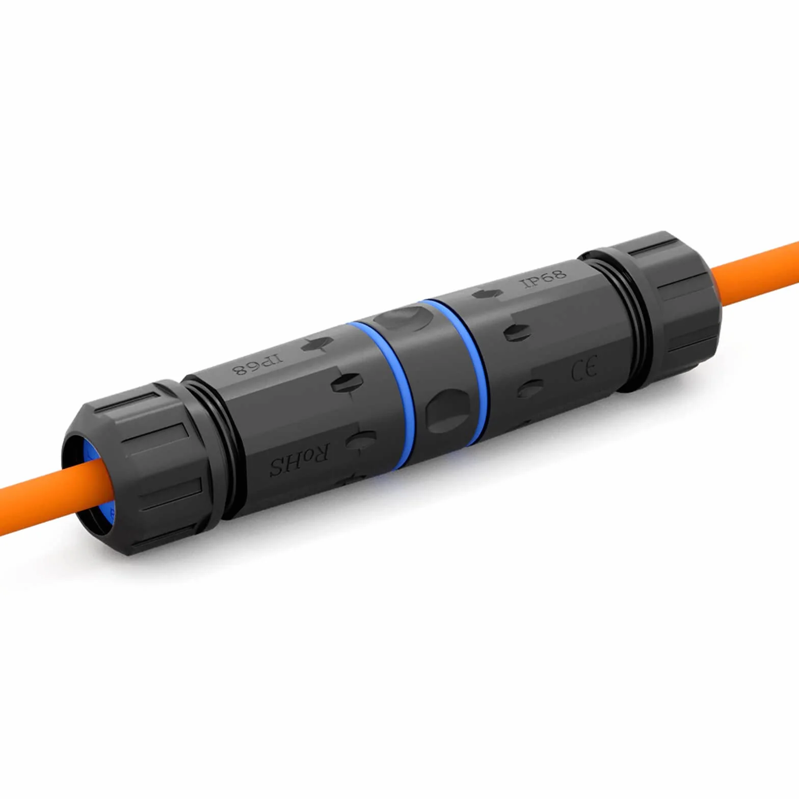 hb-digital 1 x RJ45 złącze kabla krosowego, CAT. 7 OUTDOOR IP68, wodoszczelne złącze Ethernet, kabel sieciowy, adapter LAN przedłużacz gniazdo RJ45 (8P8C) STP AWG26-22, na zewnątrz, kolor czarny