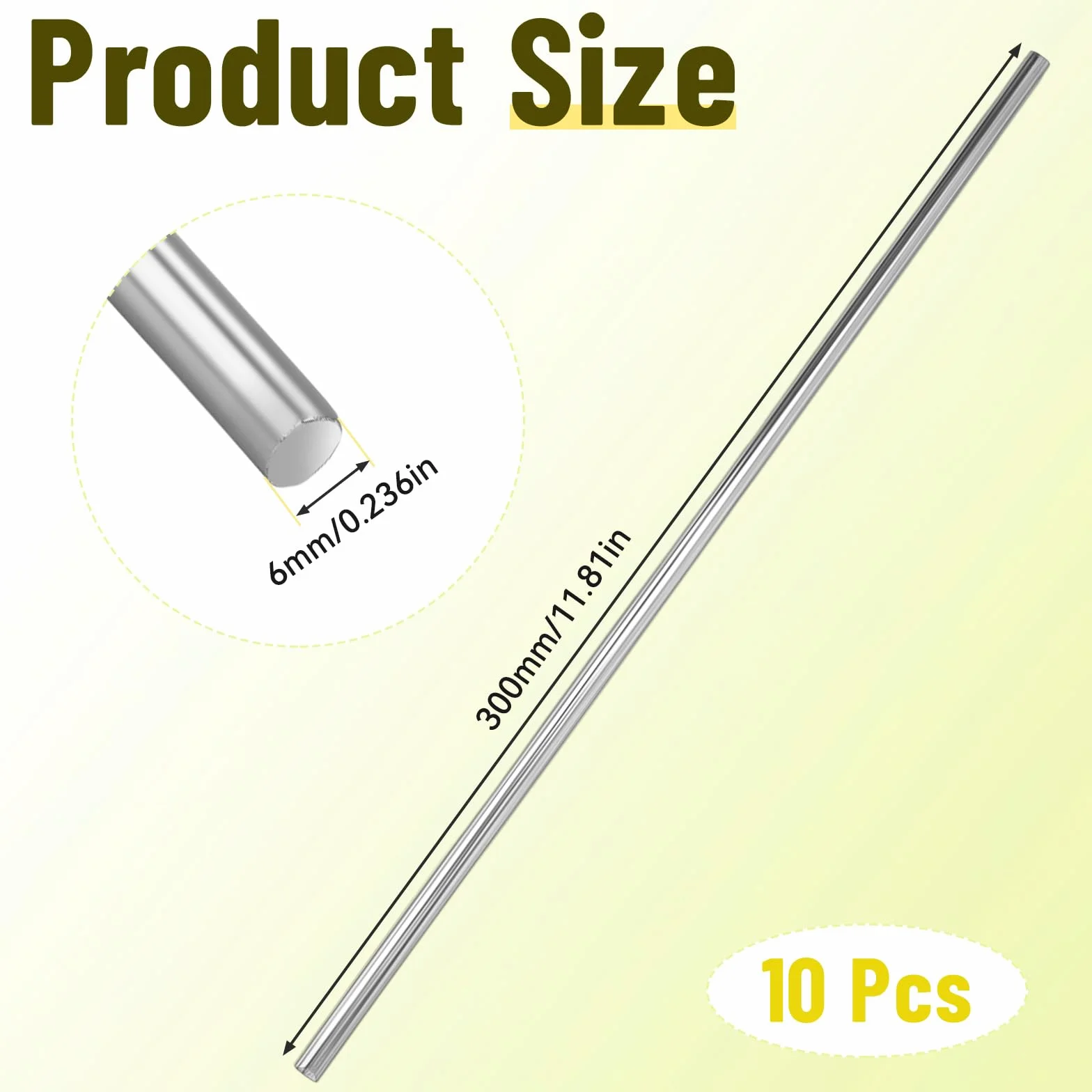 10 sztuk metalowych prętów, 6 x 300 mm 304 pręty ze stali nierdzewnej, pręt ze stali nierdzewnej, okrągły pręt do majsterkowania, rzemiosła, modeli, statku, modelu samochodu