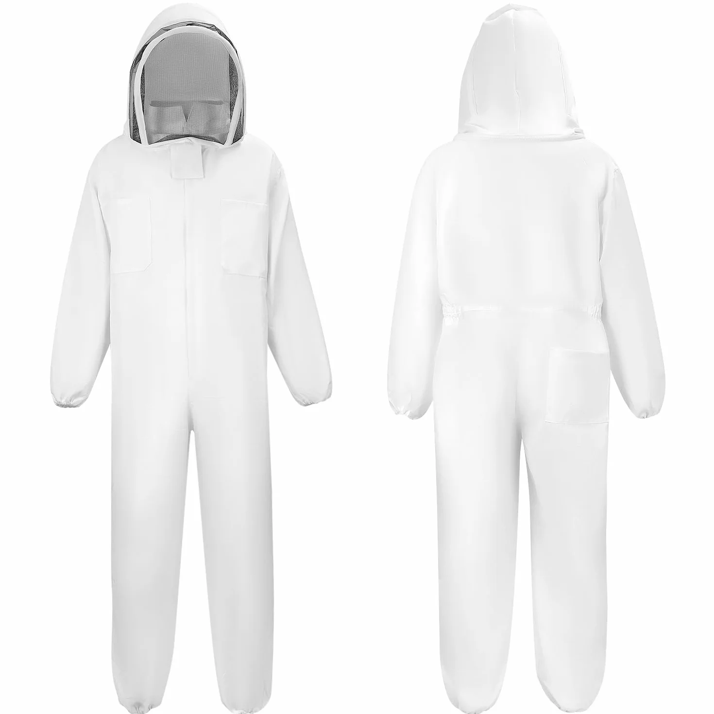 QWORK® XXL kombinezon pszczelarski, odzież ochronna dla pszczół, kurtka pszczelarska z welonem, profesjonalna ochrona przed ukąszeniami pszczół