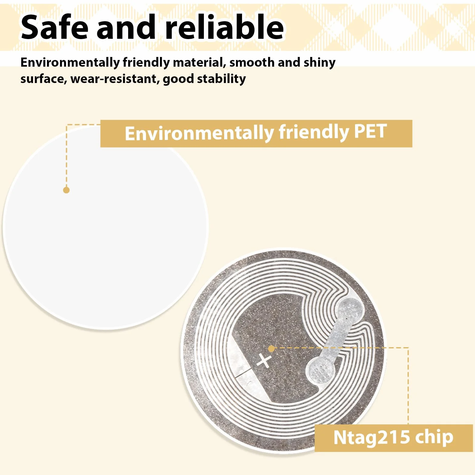 Karty NFC NTAG215 50 szt. puste monety wielokrotnego zapisywania PCW 504 bajtów