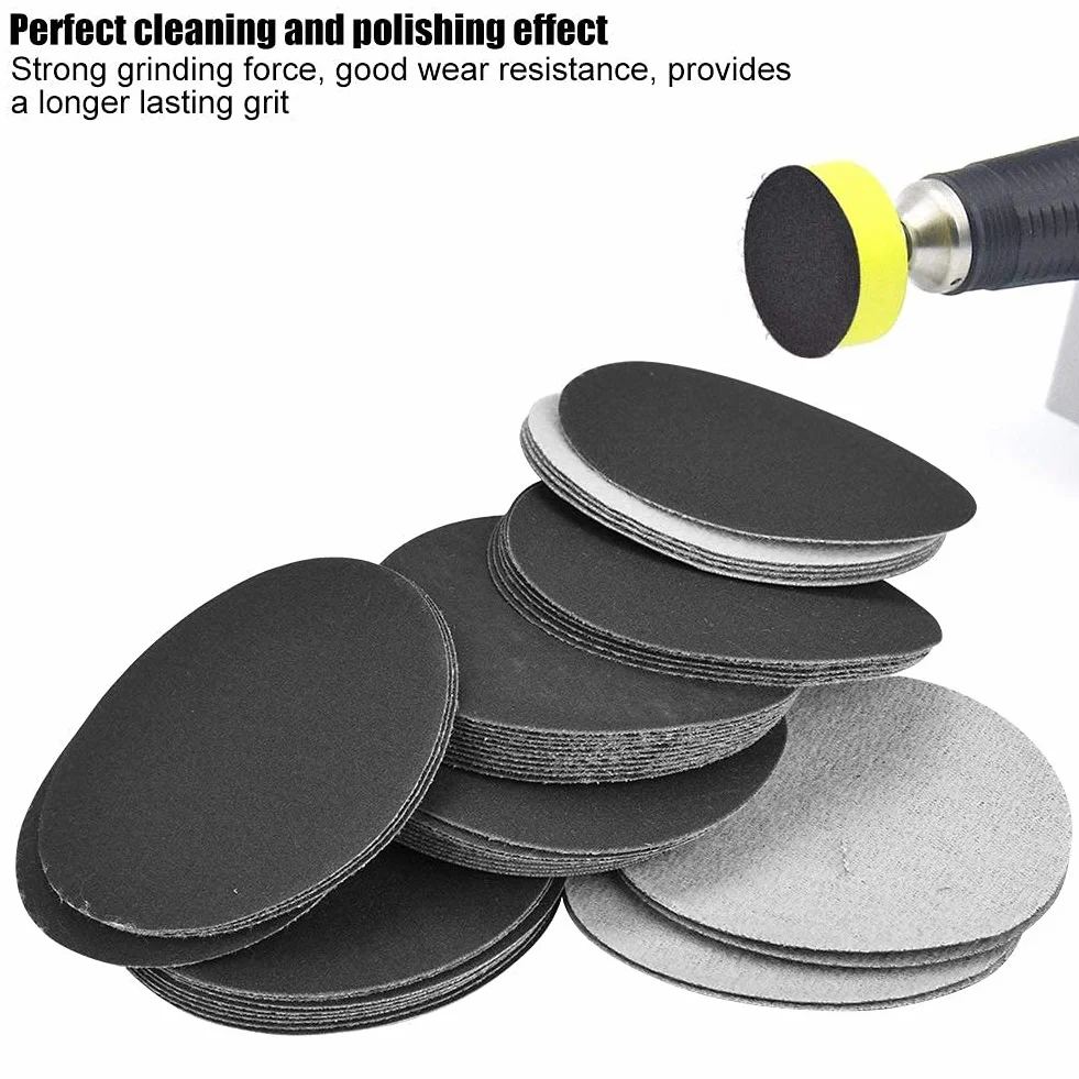 50 stücke 75mm Sander Disc Haken und Schleifen Schleifen Polieren Schleifpapier Pads(400#)