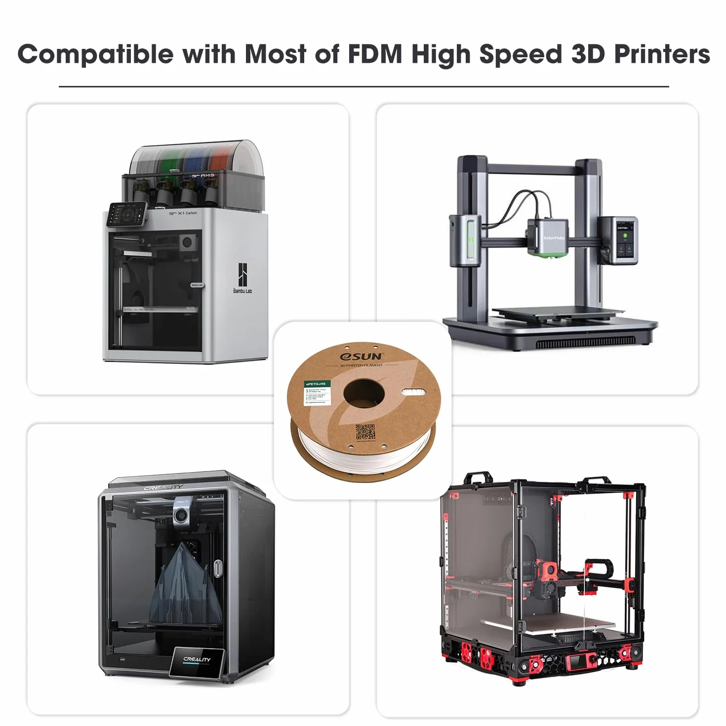 eSUN PETG Filament 1.75mm, Szybka Drukarka 3D, Dokładność +/- 0.03mm, Szpula 1KG (2.2 LBS) Srebrny PETG