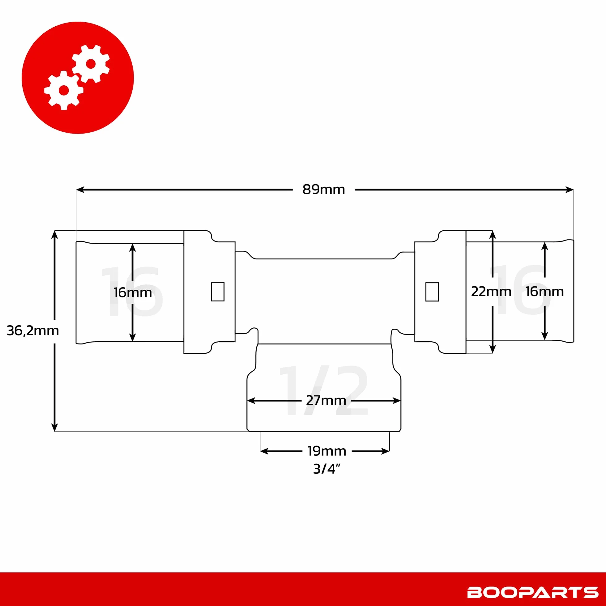 1 Sztuka – Trójnik Zaciskany 16 mm z 1/2" (15-21) GW
