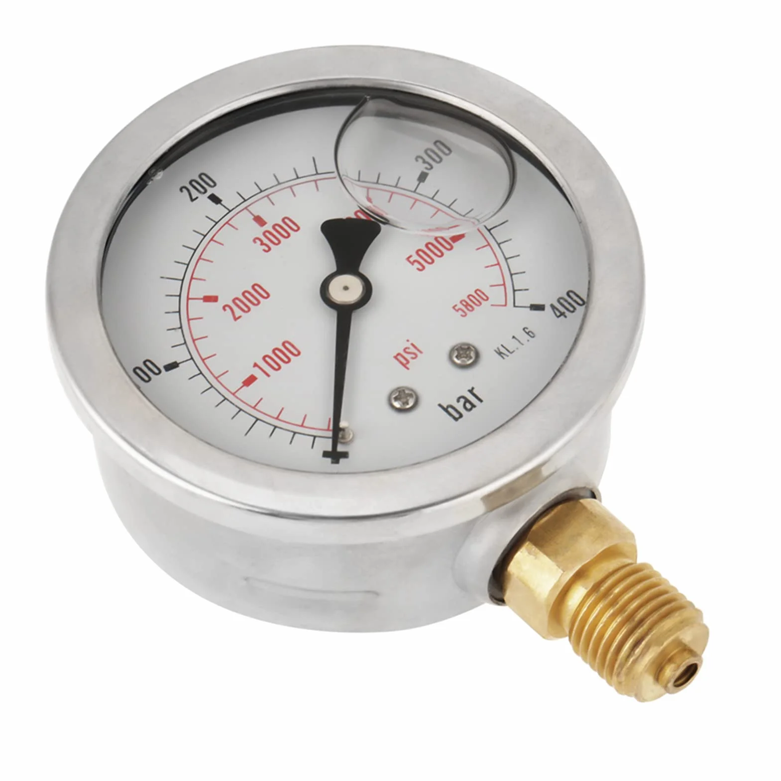 Manometr hydrauliczny Xinrub 63 mm Ciśnienie wody napełnionej gliceryną 1/4 NPT podwójna skala 0-400 BAR / 0-5800