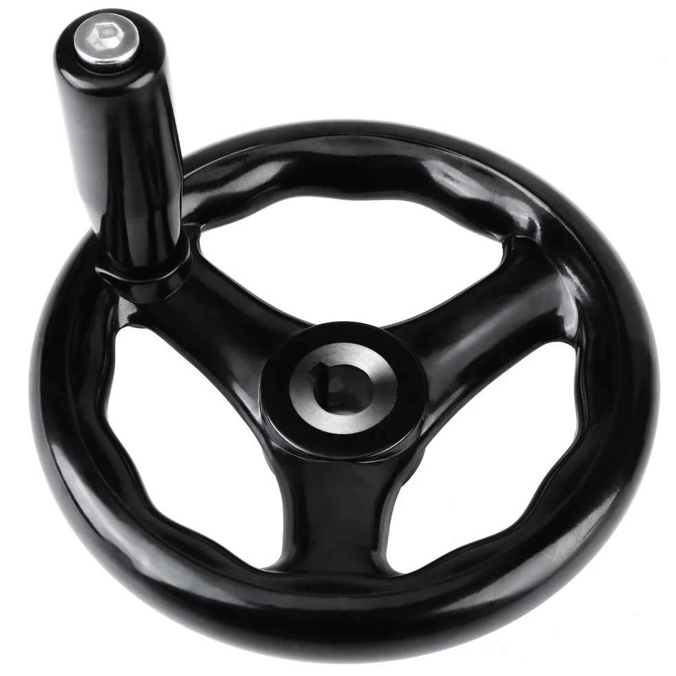 Pokrętło Ręczne 3-szprychowe 12x125mm Okrągłe Koło Frezarskie z Obrotowym Uchwytem