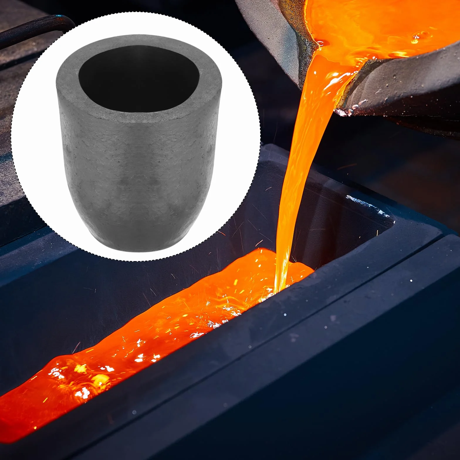 QUARKZMAN Tygiel grafitowy krzem 1,3 kg tygiel miedziany kubek do odlewania sztabki do odlewania metalu złoty srebrny miedź piec do odlewania formy do odlewania narzędzi jubilerskich IDx3,15" H