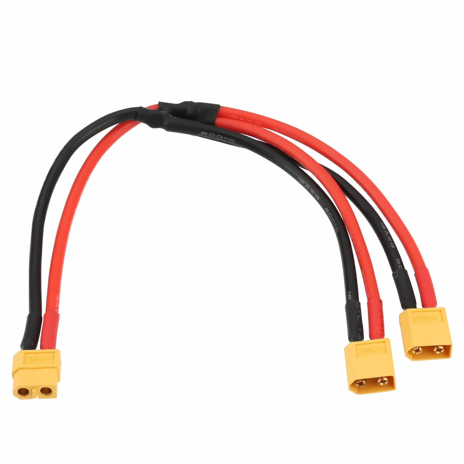 EMSea XT60 żeński na podwójny męski kabel przedłużający 12 AWG XT60 żeński do 2 XT60 męski adapter wtykowy przedłużacz do panelu słonecznego, generatora słonecznego, elektrowni statku (30 cm)