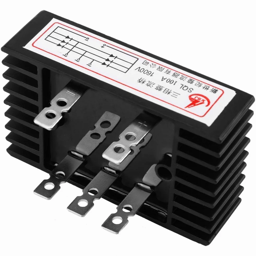 Prostownik silikonowy 100A 1600V 3-fazowy AC/DC moduł diodowy pełnookresowy 5 zacisków