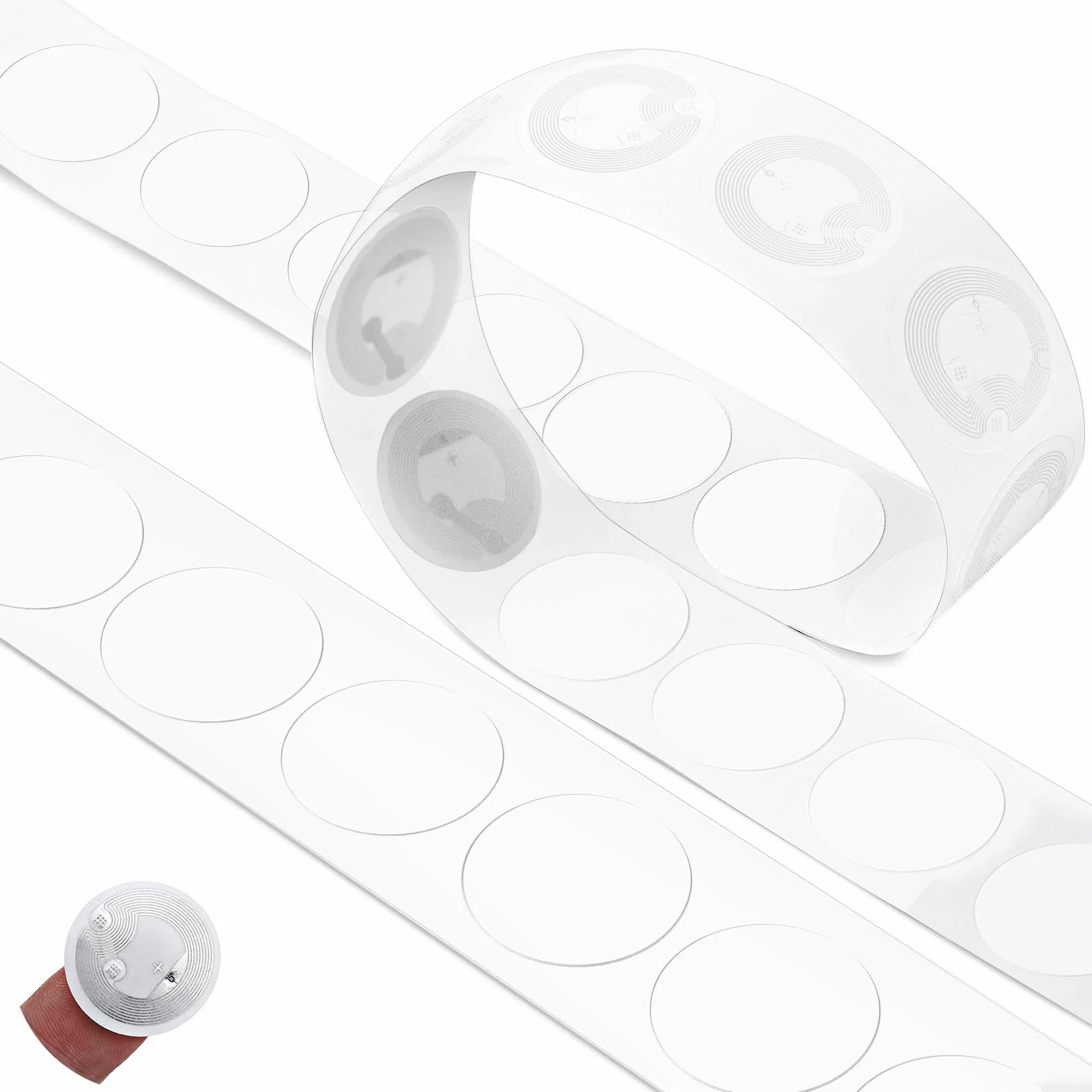 50 szt. naklejek NFC z oryginalnym chipem NTAG216 NFC naklejki samoprzylepne etykiety przezroczyste znaczniki RFID wielokrotnego zapisywania 888 bajtów pamięci odpowiednie do wszystkich urządzeń z