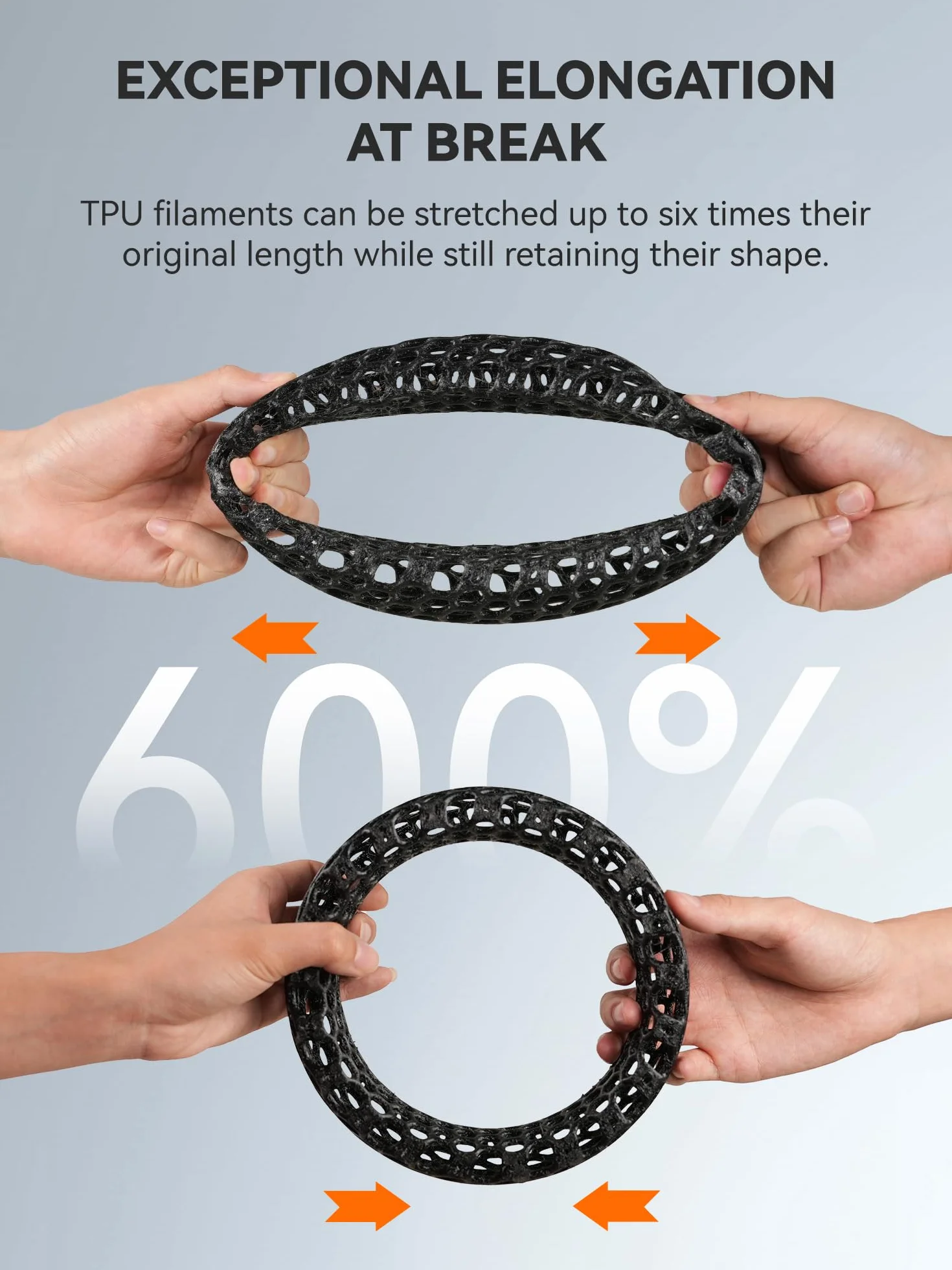 TECBEARS Elastyczny filament TPU 1,75 mm, twardość TPU 95 A, dokładność wymiarowa +/- 0,03 mm, szpula 1 kg, szary