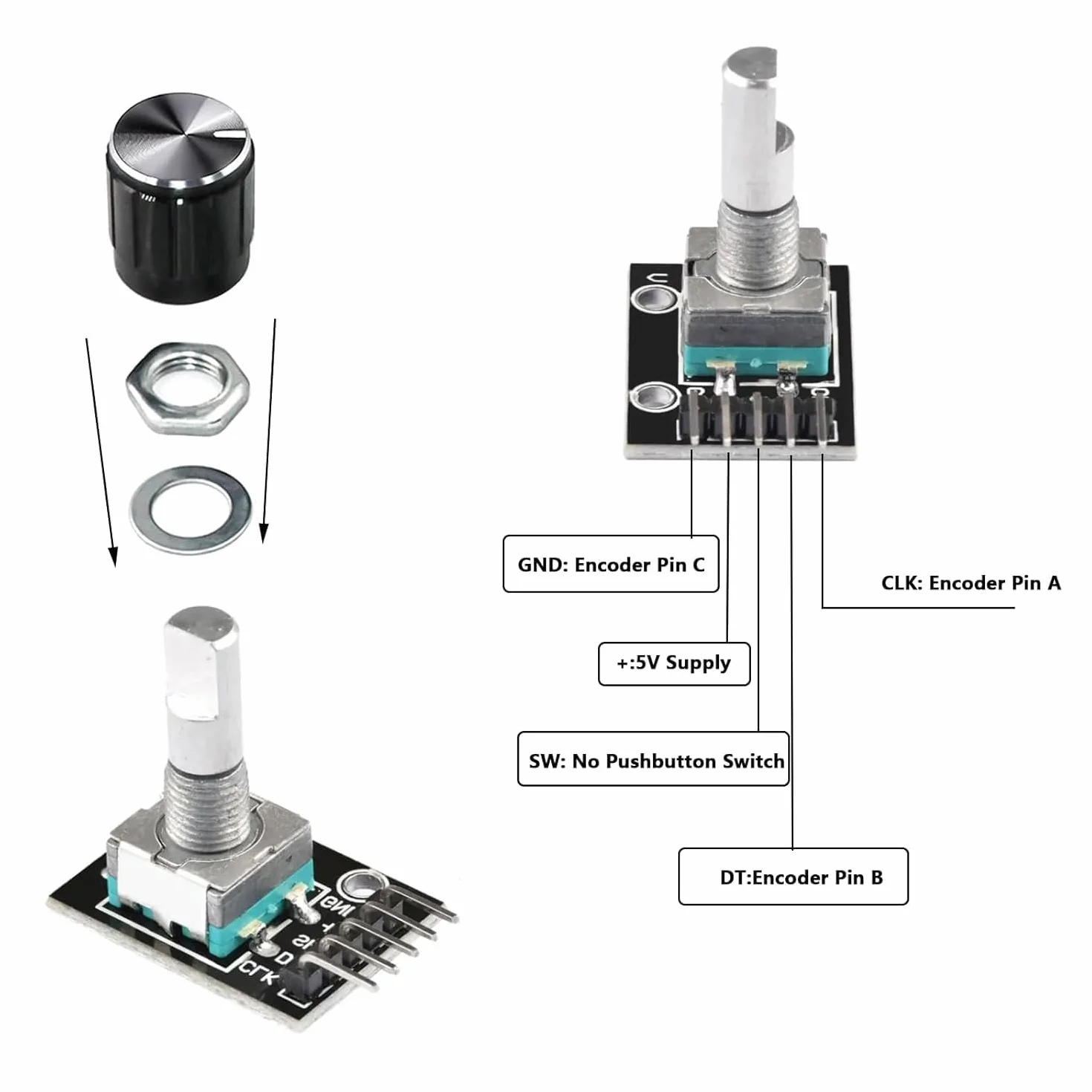 KY-040 Rotary Encoder moduł 360-stopniowy enkoder obrotowy do Arduino potencjometr cyfrowe wyjście impulsowe