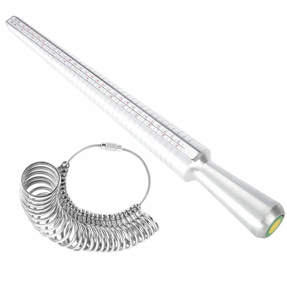 Pssopp Przyrząd do Pomiaru Rozmiaru Pierścionka, Metalowy trzpień do Obrączek DIY, Dokładny Rozmiar Brytyjski, łatwy w Użyciu Zestaw do Wyrobu Biżuterii do Szerokich Pierścionków
