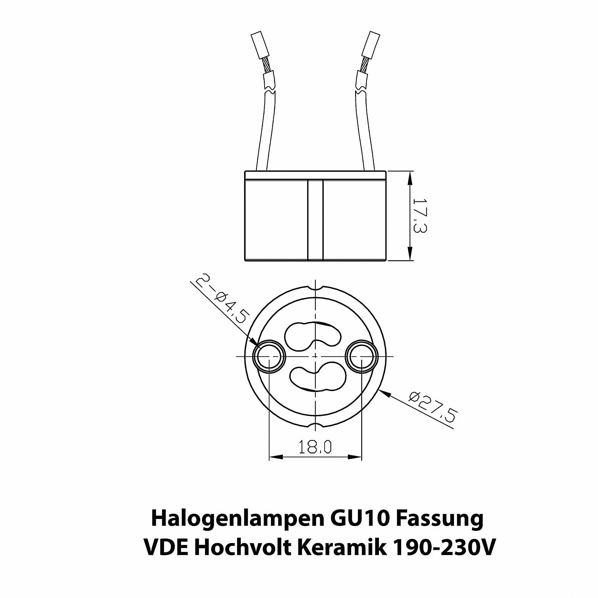 Mextronic Podstawa lampy halogenowej GU10 oprawa VDE 190-230 V 10 szt.