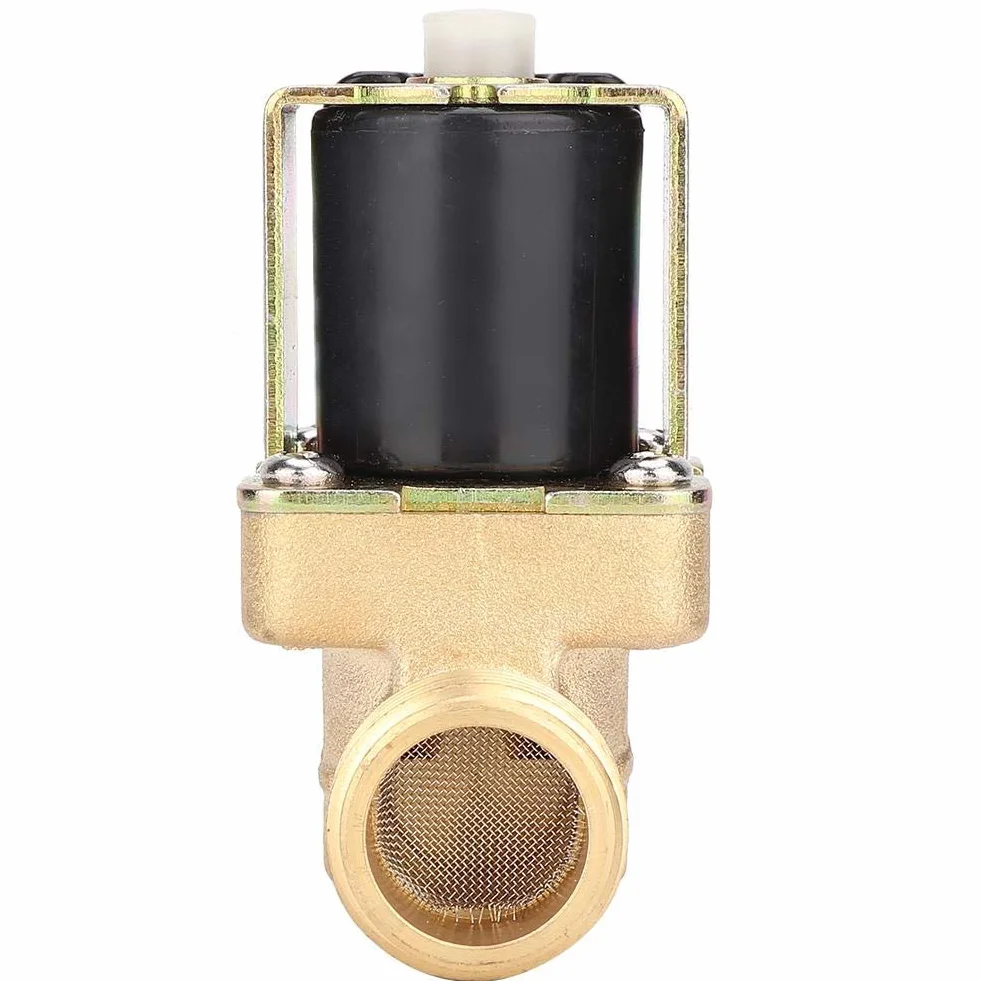 Elektrozawór DC, zawór elektromagnetyczny 12 V / 24 V Zawór mosiężny normalnie otwarty Przyłącze gwintowane G1 / 2 "Włącznik dopływu wody (12 V DC)