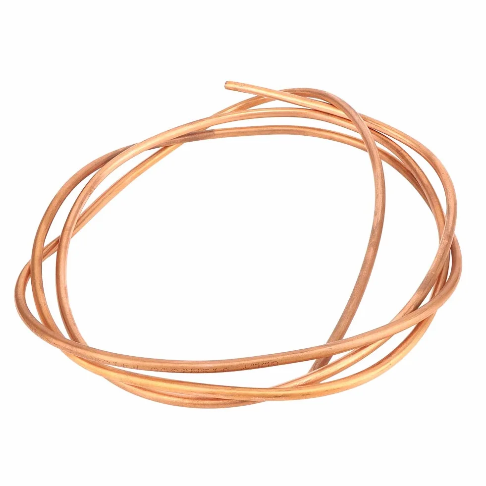 Miedziana rura C1100 T2, średnica zewnętrzna 6 mm, średnica wewnętrzna 5 mm, grubość ściany 0,5 mm, miękka cewka miedziana rurka, długość 2 m, do lodówki,