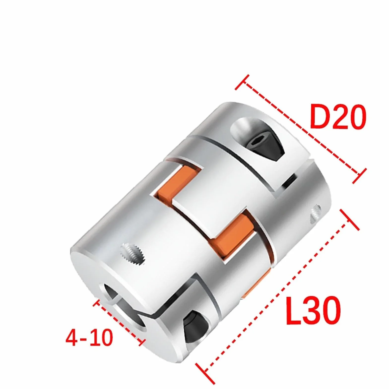 2-szczękowy sprzęgło D20 L30, średnica 20 mm, długość 30 mm, aluminiowe złącze giętkie, złącze do wału silnika krokowego (5 mm x 6,35 mm)