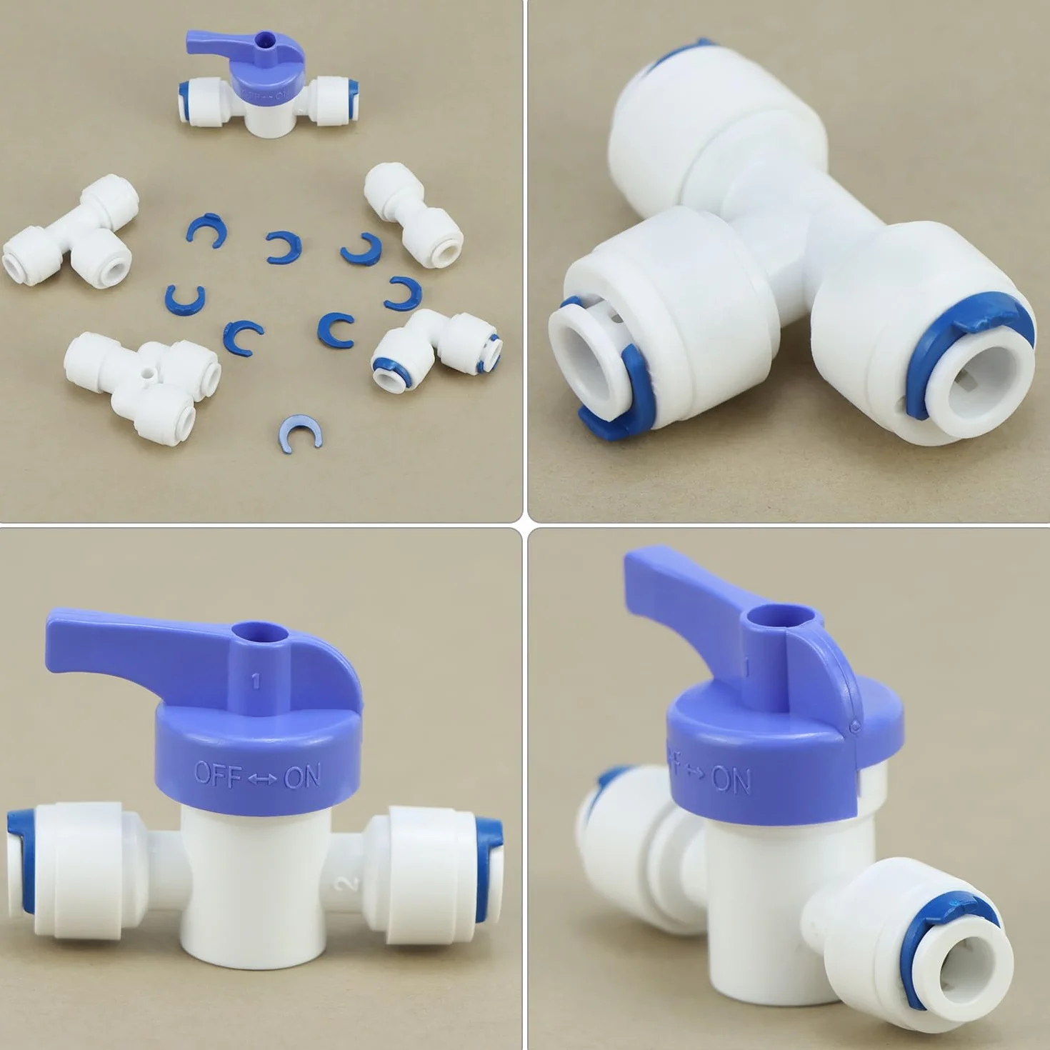 QWORK® 20 sztuk przyłącze przewodu doprowadzającego wodę, 1/4" przewód doprowadzający wodę złączka filtra, T + Y + I + L typ L złączka filtra wody