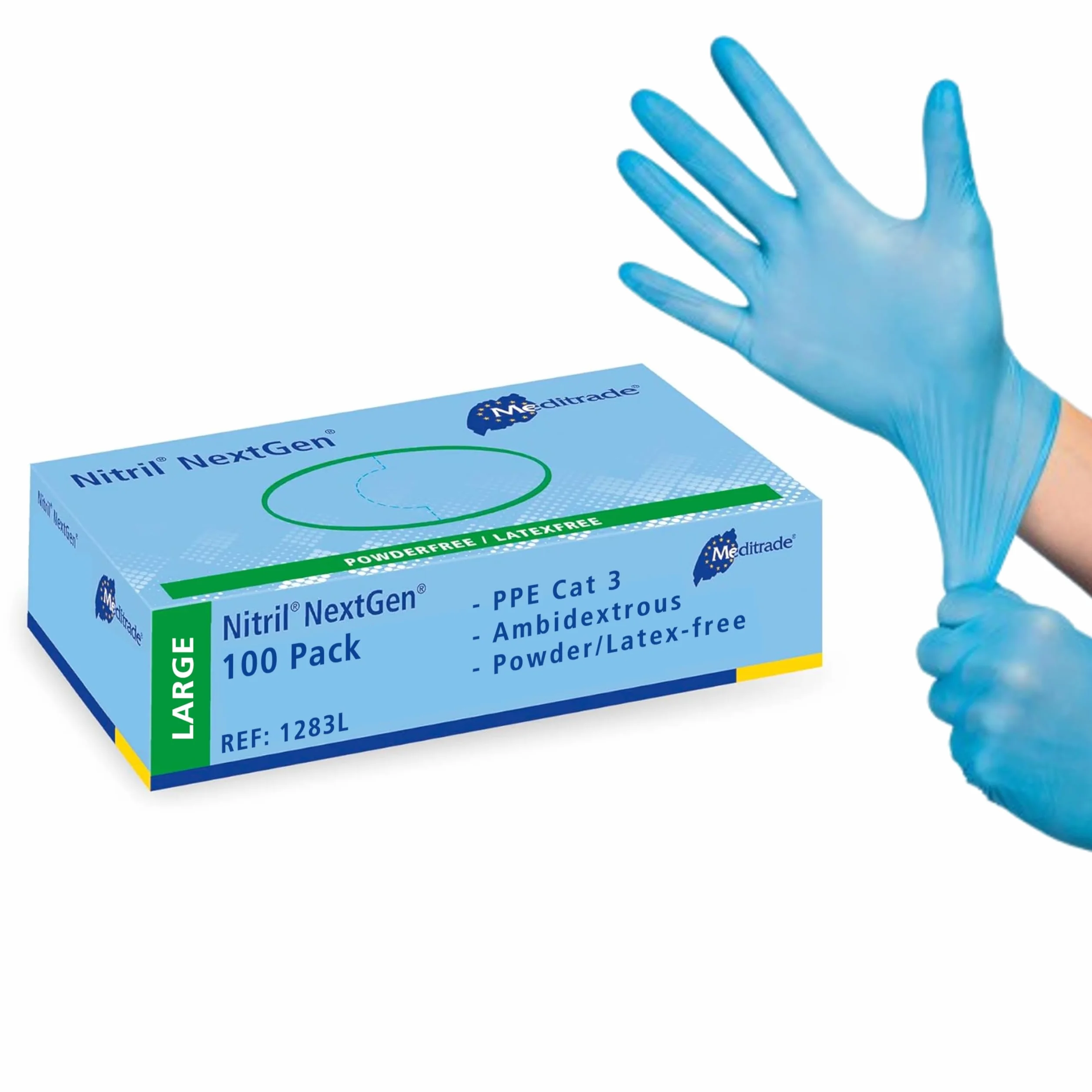 Meditrade Gentle Skin® wrażliwe rękawiczki jednorazowe, naturalne, bez talku, mikroszorstkie, niskoproteinowe, lateksowe, do medycyny, pielęgnacji, laboratorium i przemysłu - duże, 100 sztuk