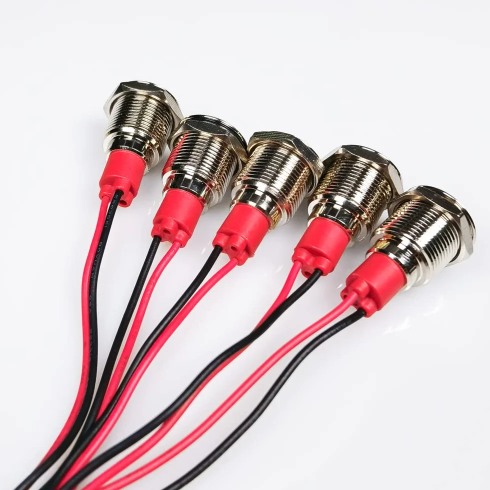 Gebildet 5 Sztuk Metalowy Wskaźnik Świetlny LED 12mm AC/DC 12-24V Wodoodporna Lampka Sygnalizacyjna Czerwony