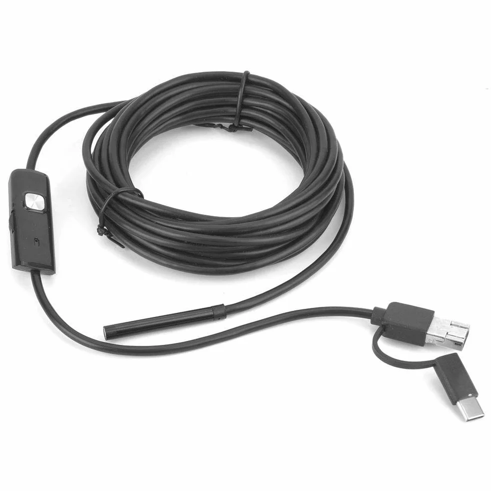 Y102 USB Kopflupe IP67 Wasserdichtes USB Endoskop 3 w 1 5,5 mm Endoskop 6LED Objektiv 5M Endoskopkabel Inspektionskamera Ersatzzubehör
