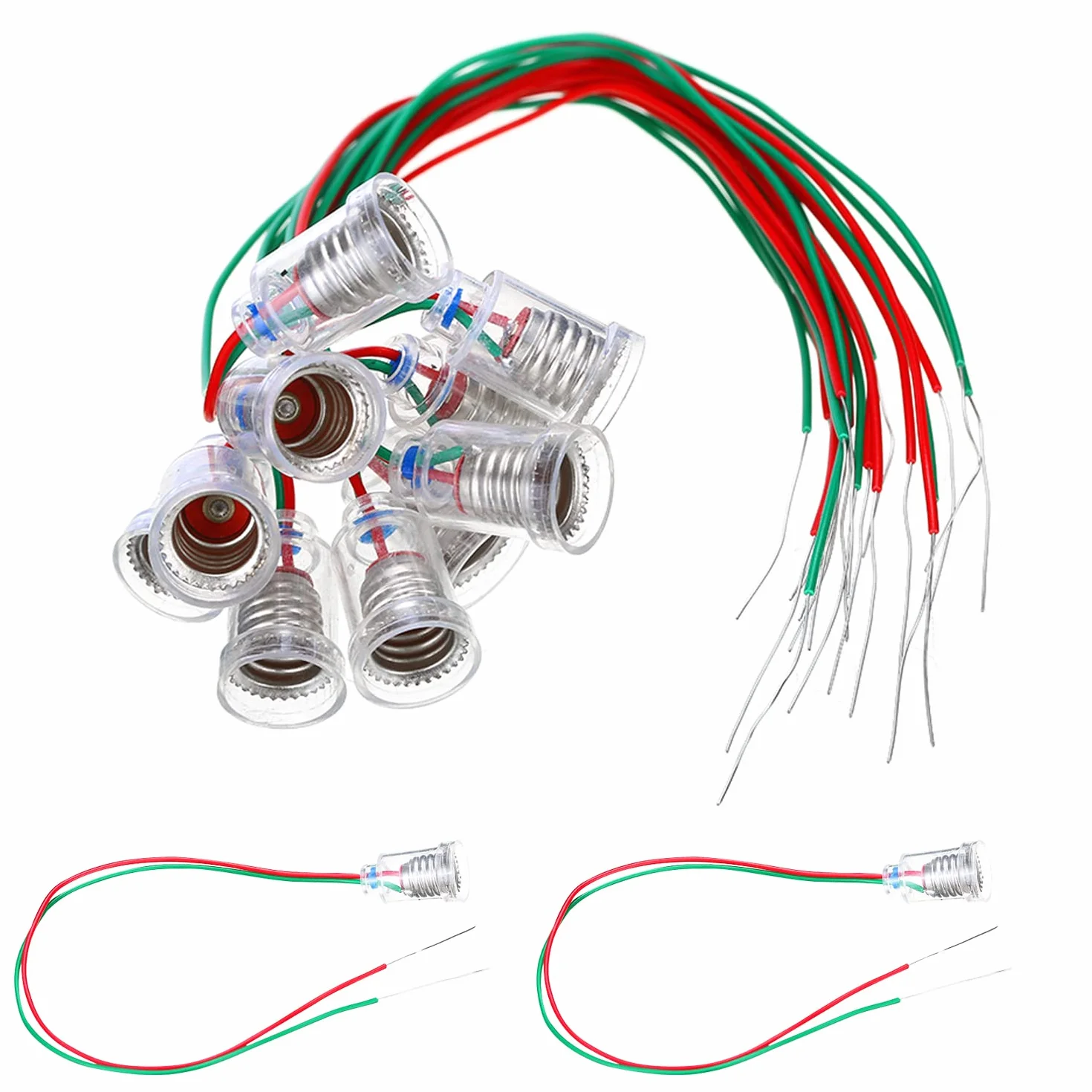 12 sztuk oprawek E10 z kablem E10, oprawka do lamp, mała oprawka z przewodami izolowanymi 25 cm, do eksperymentów z diodami LED, akcesoria do testów elektrycznych
