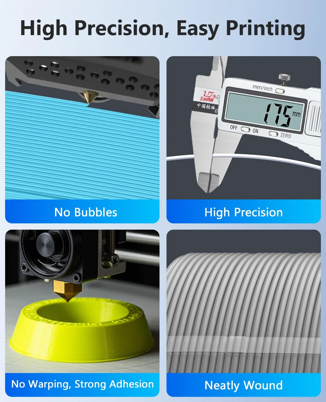 JAYO Filament PLA Refill 1,75 mm, zwiększona wytrzymałość, materiały do druku 3D, dokładność wymiarowa +/- 0,02 mm, Neatly Wound, 1,1 kg (+ 100 g dodatku), farba do drewna