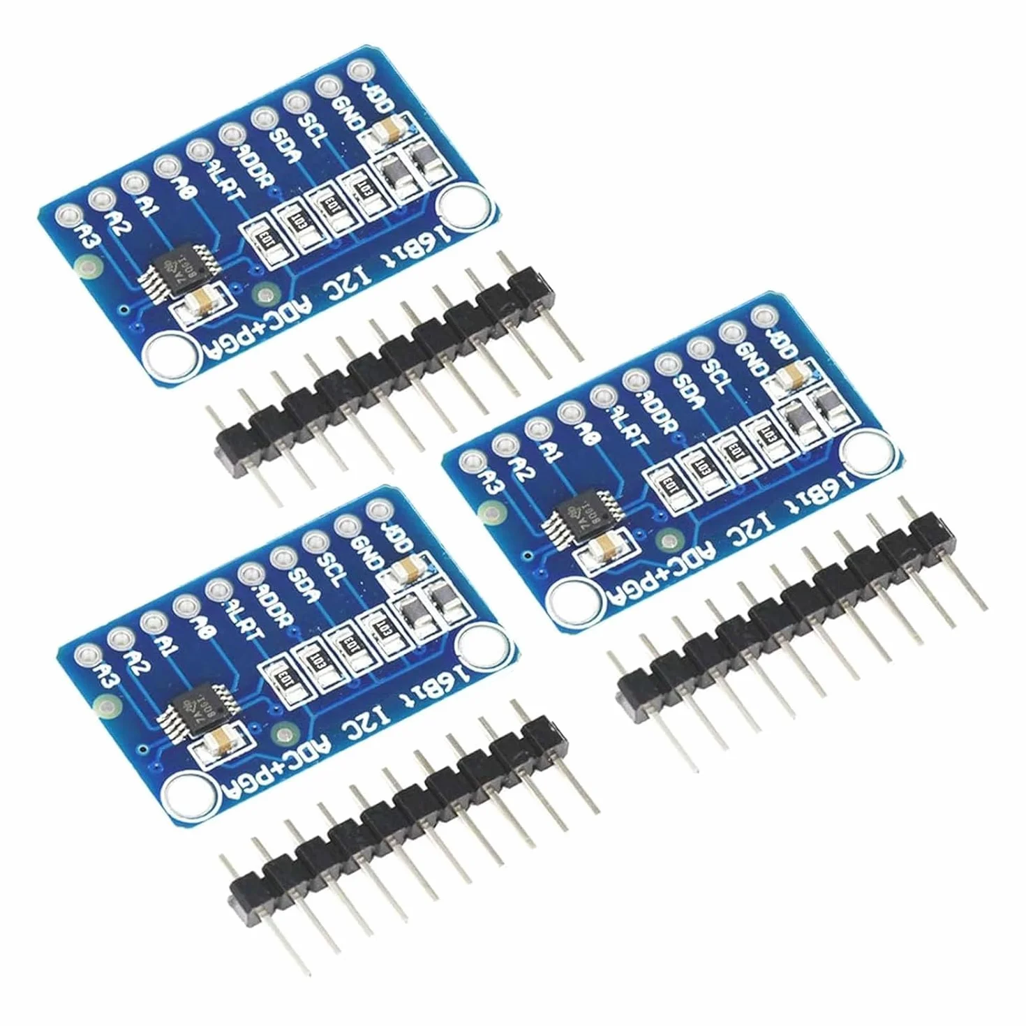 3 szt. ADS GERUI-1115 (16-bitowy) konwerter analogowy ADC development board module, low power consumption (20uA), może być używany na wykrywaniu prądu i przenośnych instrumentów o niskiej prędkości