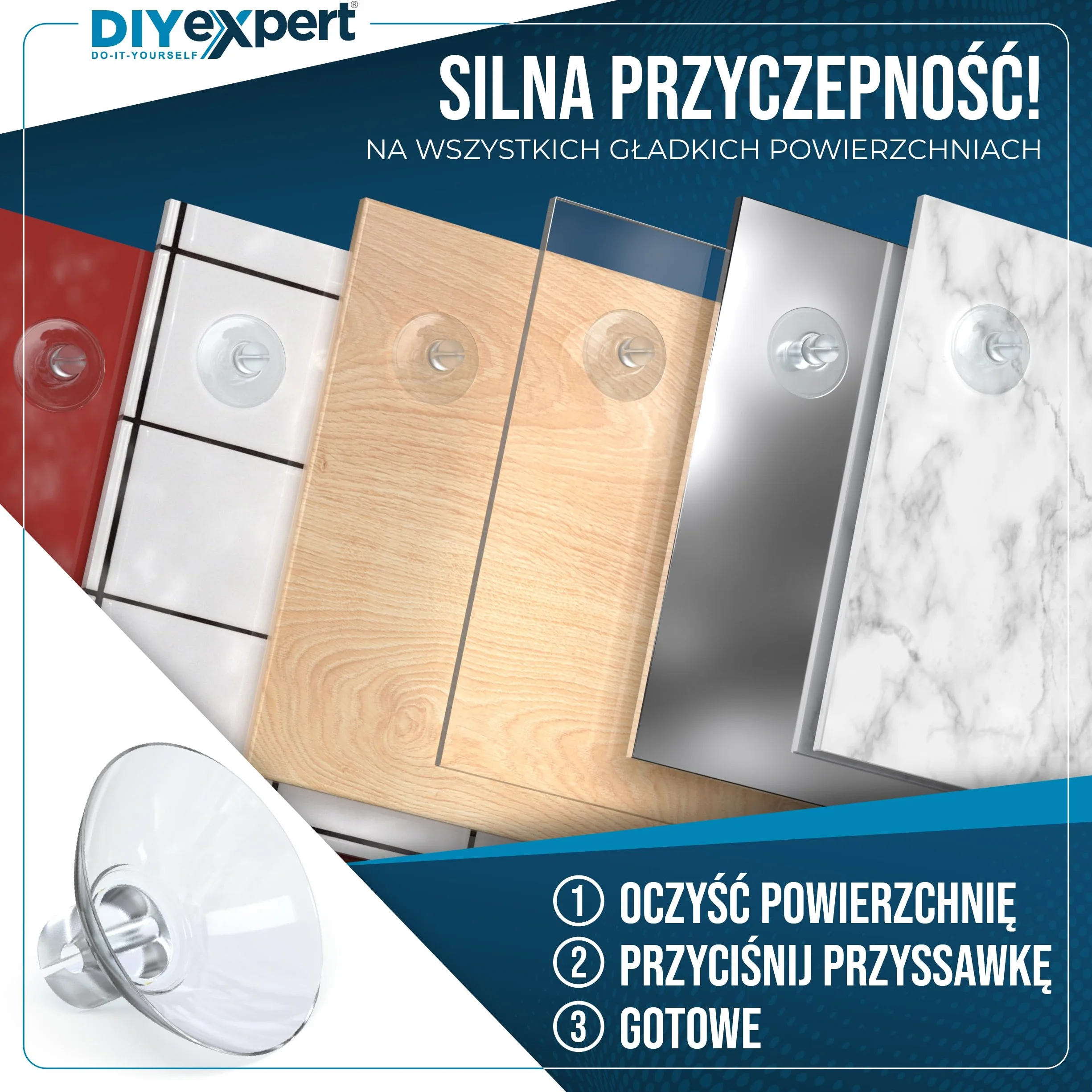 Przyssawka do łańcuchów świetlnych Ø 20 mm, haczyk z przyssawką, 50 sztuk