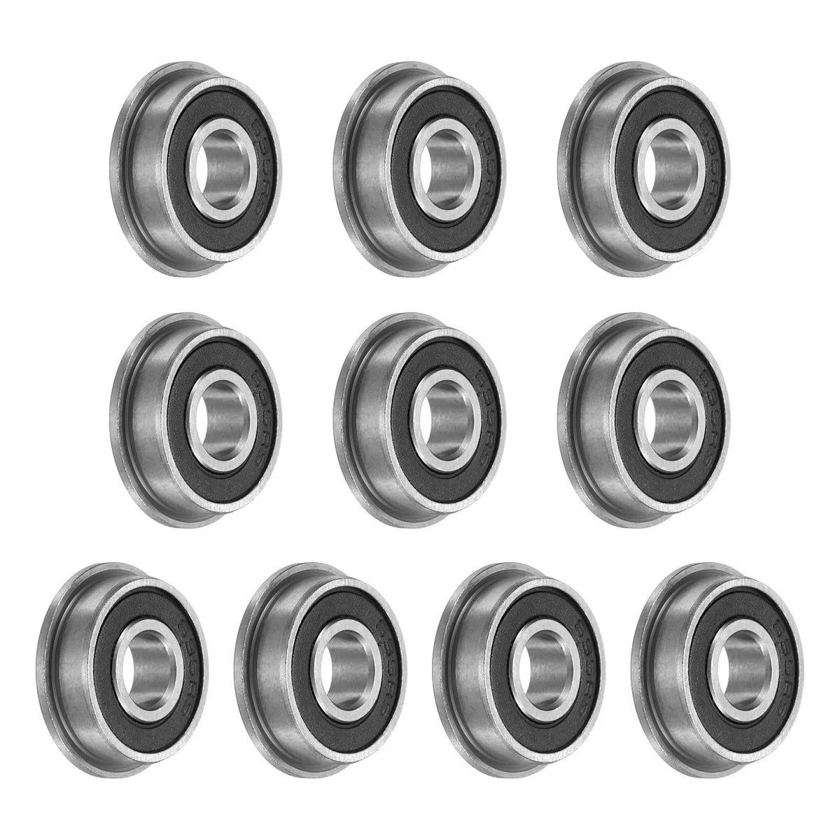 QUARKZMAN 10 szt. F695-2RS łożysko kulkowe z kołnierzem 5x13x4mm stal chromowana podwójne miniaturowe łożyska gumowe, łożyska kulkowe z głębokim rowkiem, P6 (ABEC 3)