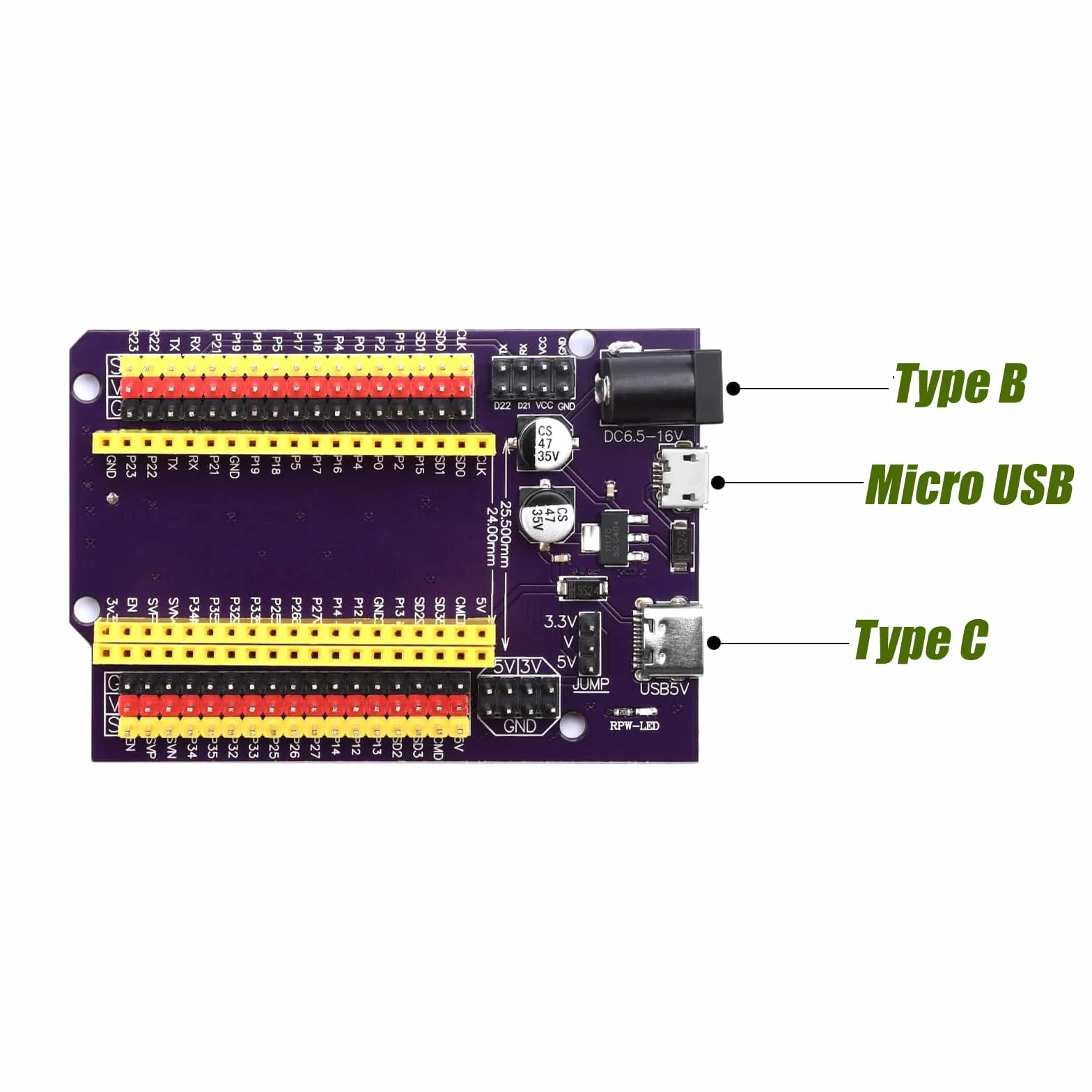 ESP32 Breakout Board 38 pinów ESP32 Development Board 25,5 mm