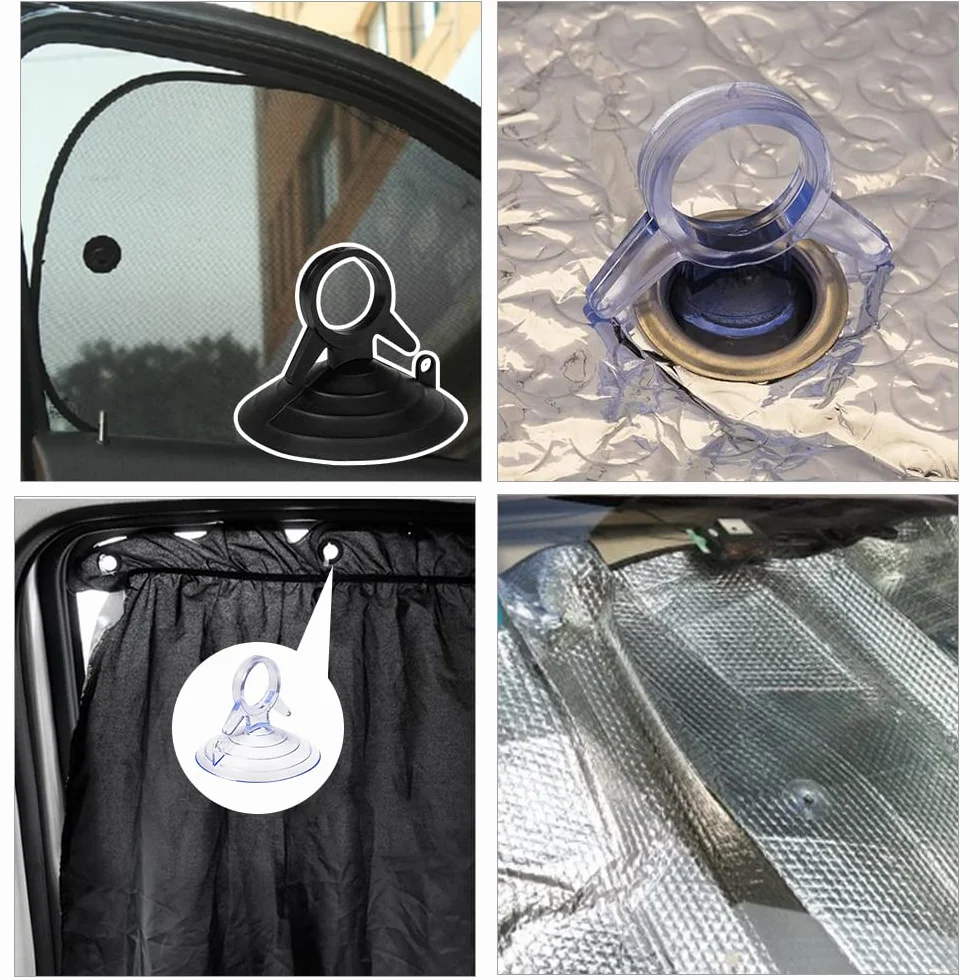 Przyssawki samochodowe 45 mm z gwintem PVC czarne i przezroczyste 60 sztuk