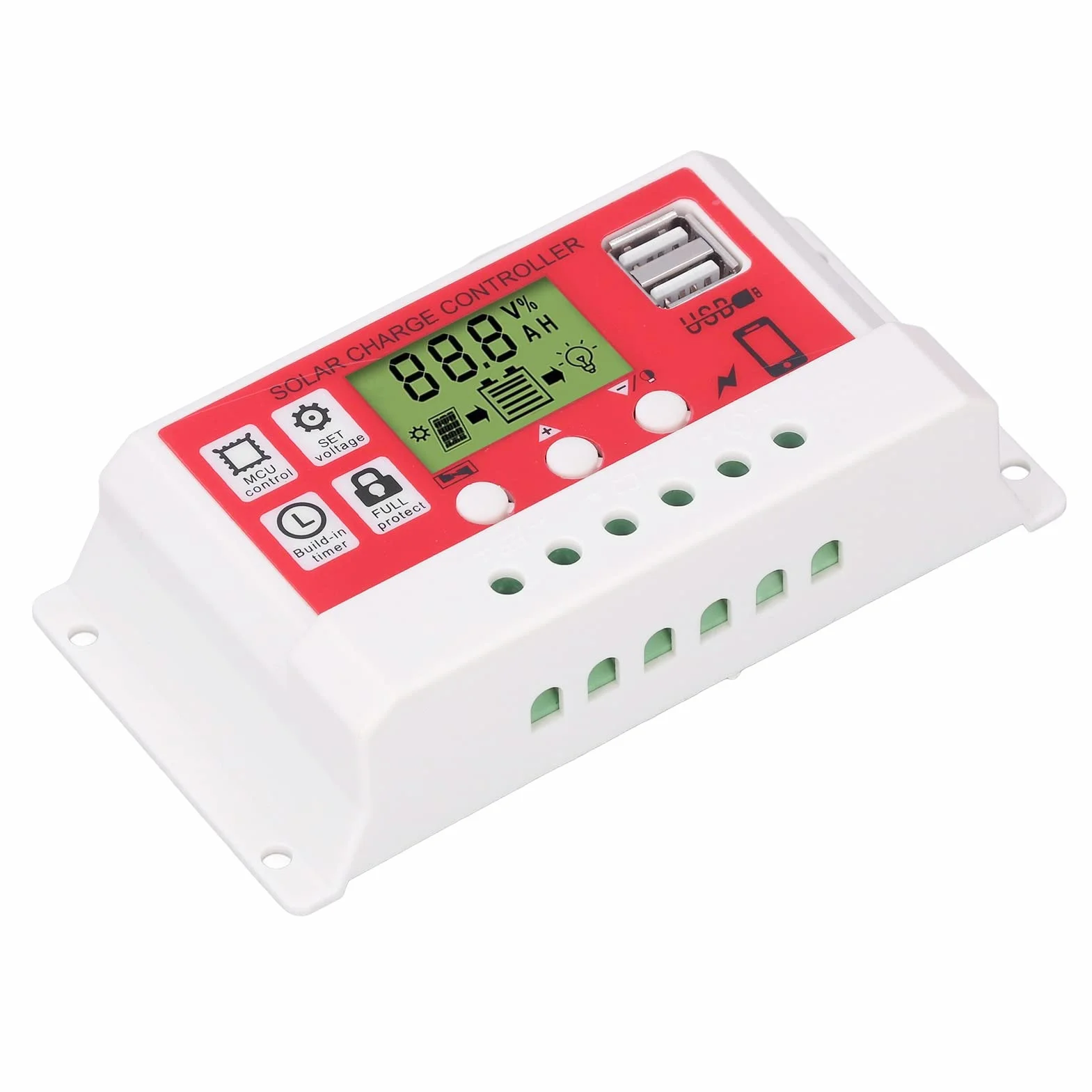 Inteligentny Regulator ładowania słonecznego USB 30A z wyświetlaczem LCD do baterii panelu słonecznego