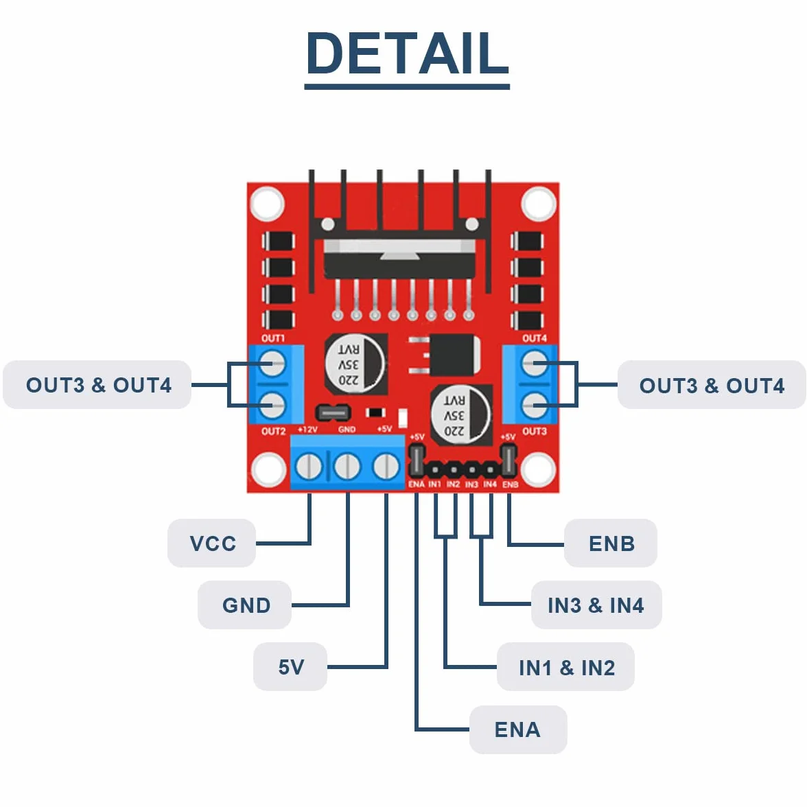 2 szt. Płyta kontrolera napędu silnika L298N DC podwójny moduł sterujący silnika krokowego H Bridge Motor dla Arduino Smart Car Power z kablem rozruchowym, drut 24AWG