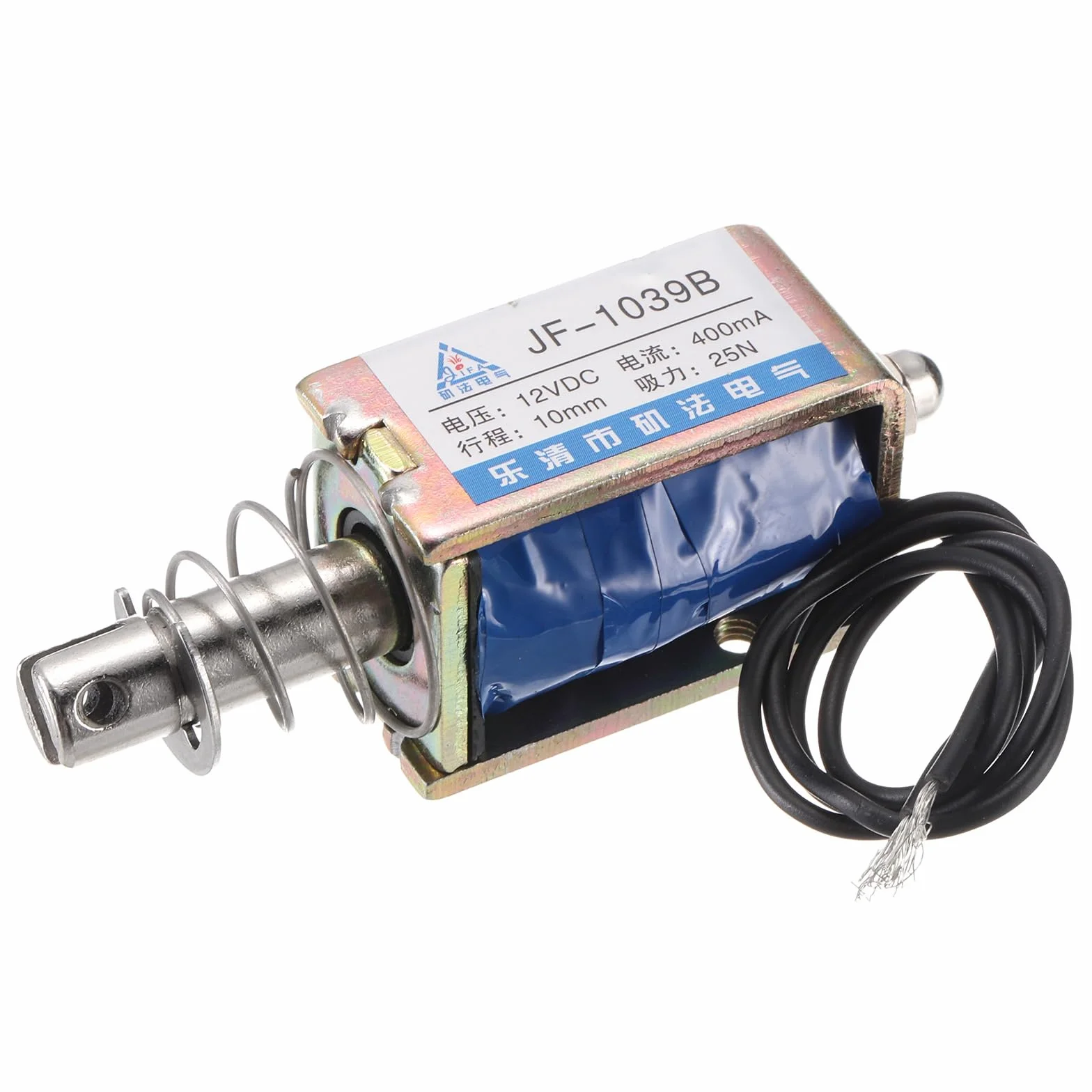 QUARKZMAN DC 12 V 0,4 A Solenoid elektromagnes typ drążka pchającego 25 N 10 mm skok elektromagnetyczny siłownik otwarta rama, ruch liniowy JF-1039B magnes elektromagnes