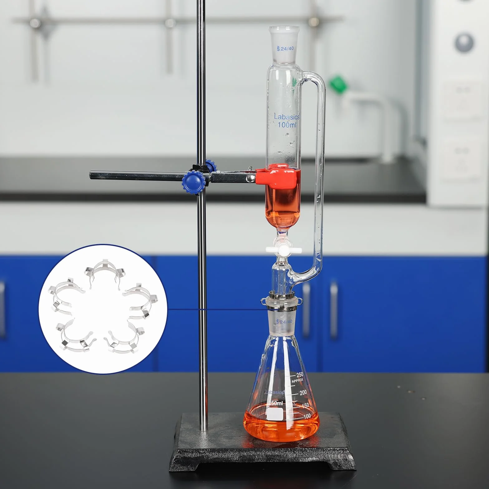 Labasics Keck metalowy zacisk zaciskowy 14 mm 5 sztuk 14/20 akcesoria laboratoryjne
