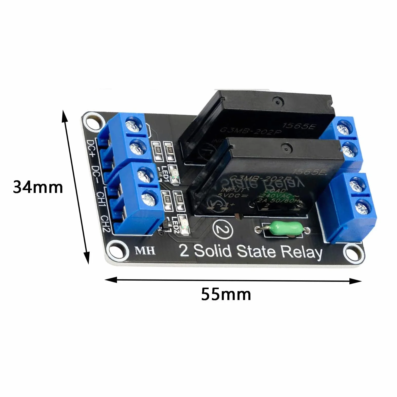 3 x 2-kanałowy moduł przekaźnika 5 V DC Solid State Relay kompatybilny z Arduino i Raspberry Pi, Low Level Trigger Power Switch Relay Board