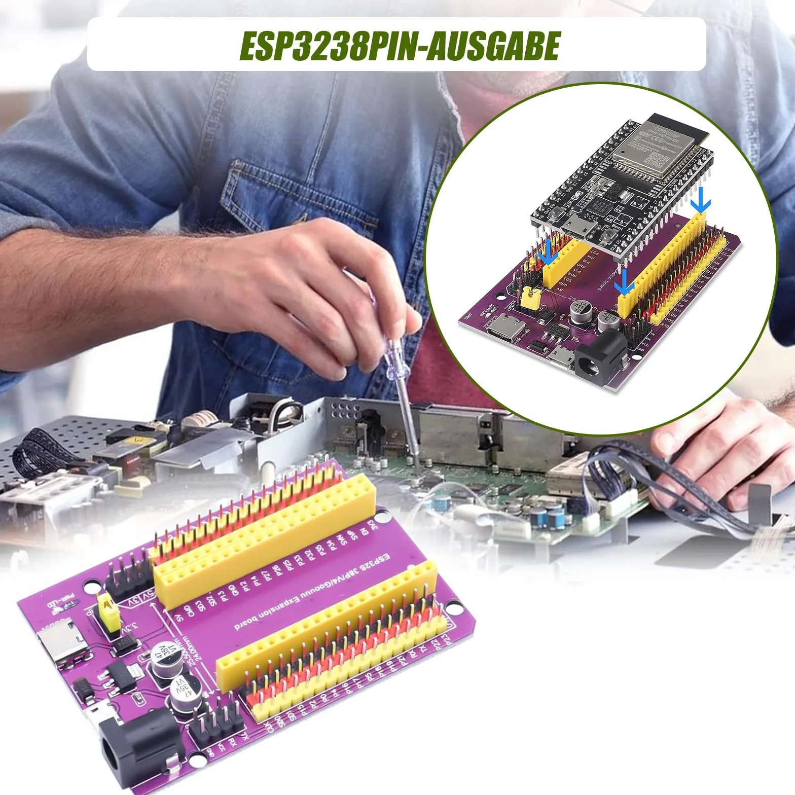 ESP32 Breakout Board 38 pinów ESP32 Development Board 25,5 mm